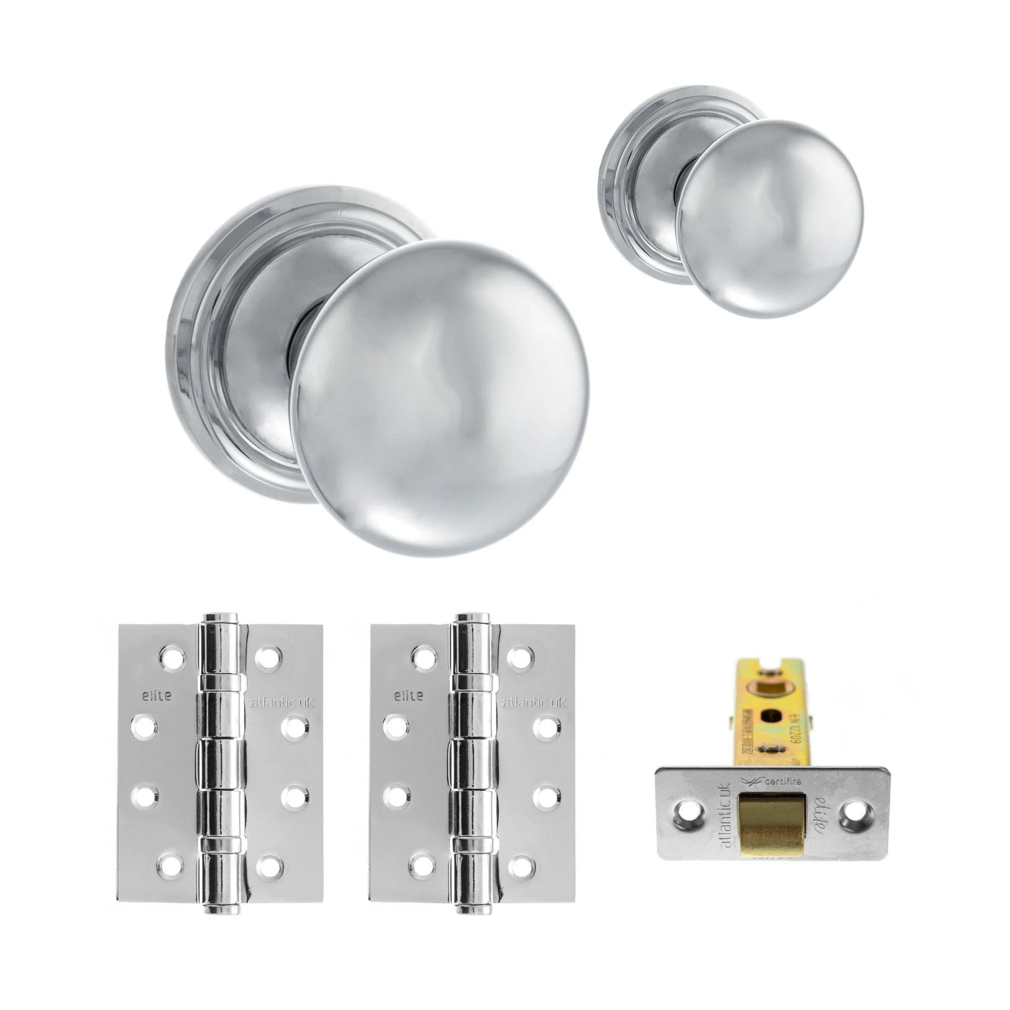 Harrogate Mushroom Mortice CE13 Fire Door Knob Set - Polished Chrome