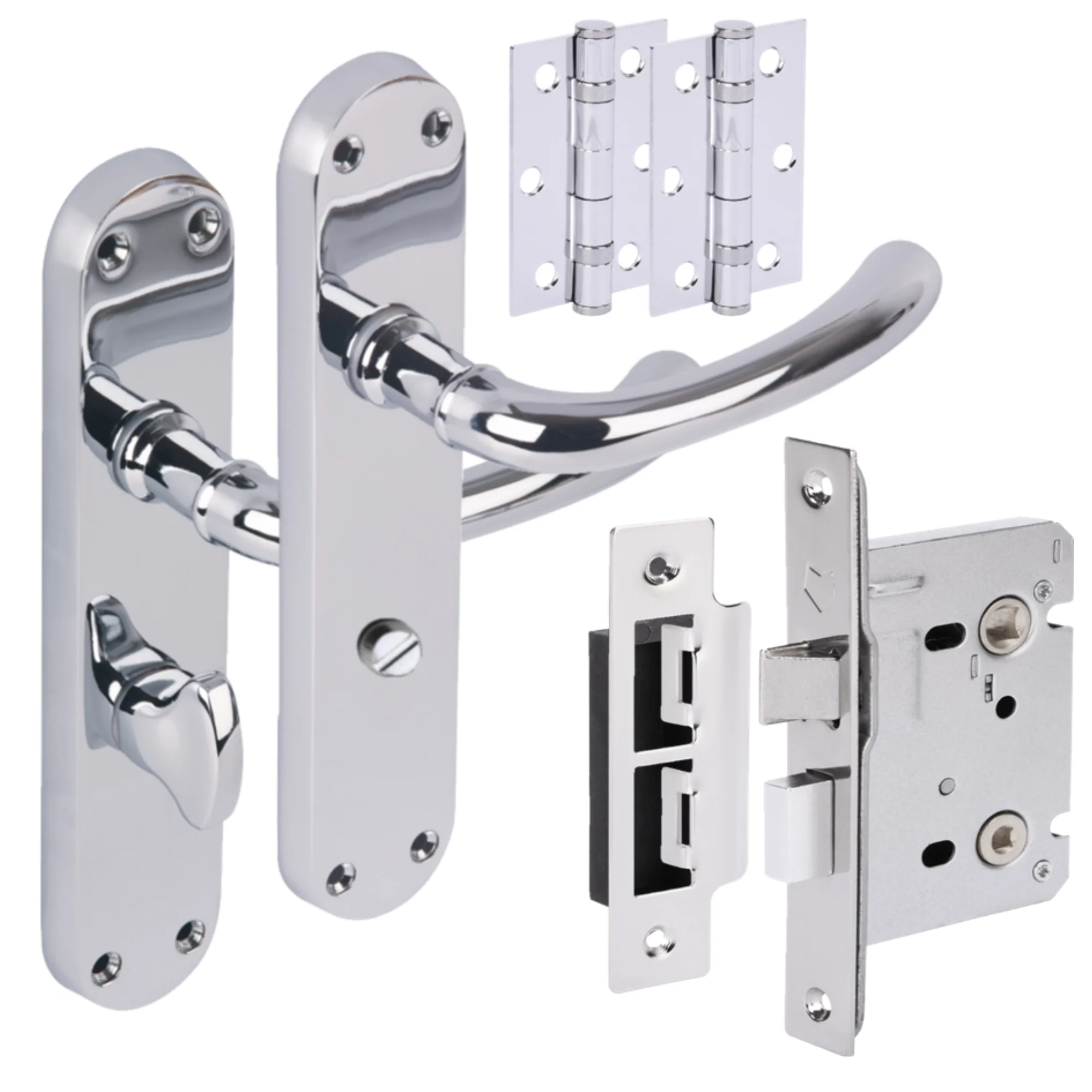 Avis Lever on Backplate Bathroom Handle Set - Polished Chrome