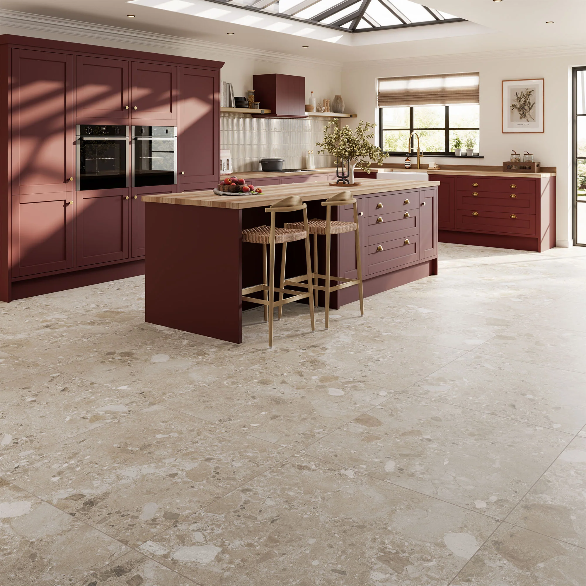 Beige - Terazzia 9mm Matt Tile Sample (P14816) - Image 2