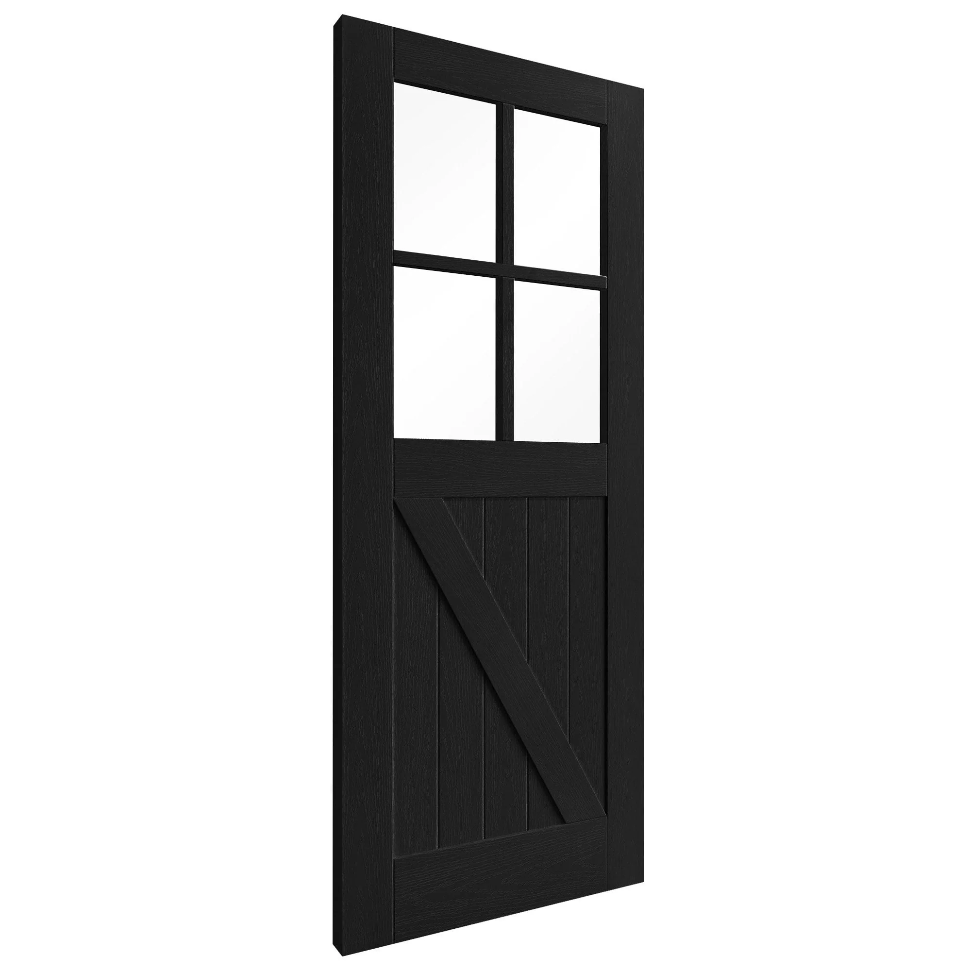 Black Internal Fully Finished Oak Barn Clear Glass Door - Image 2