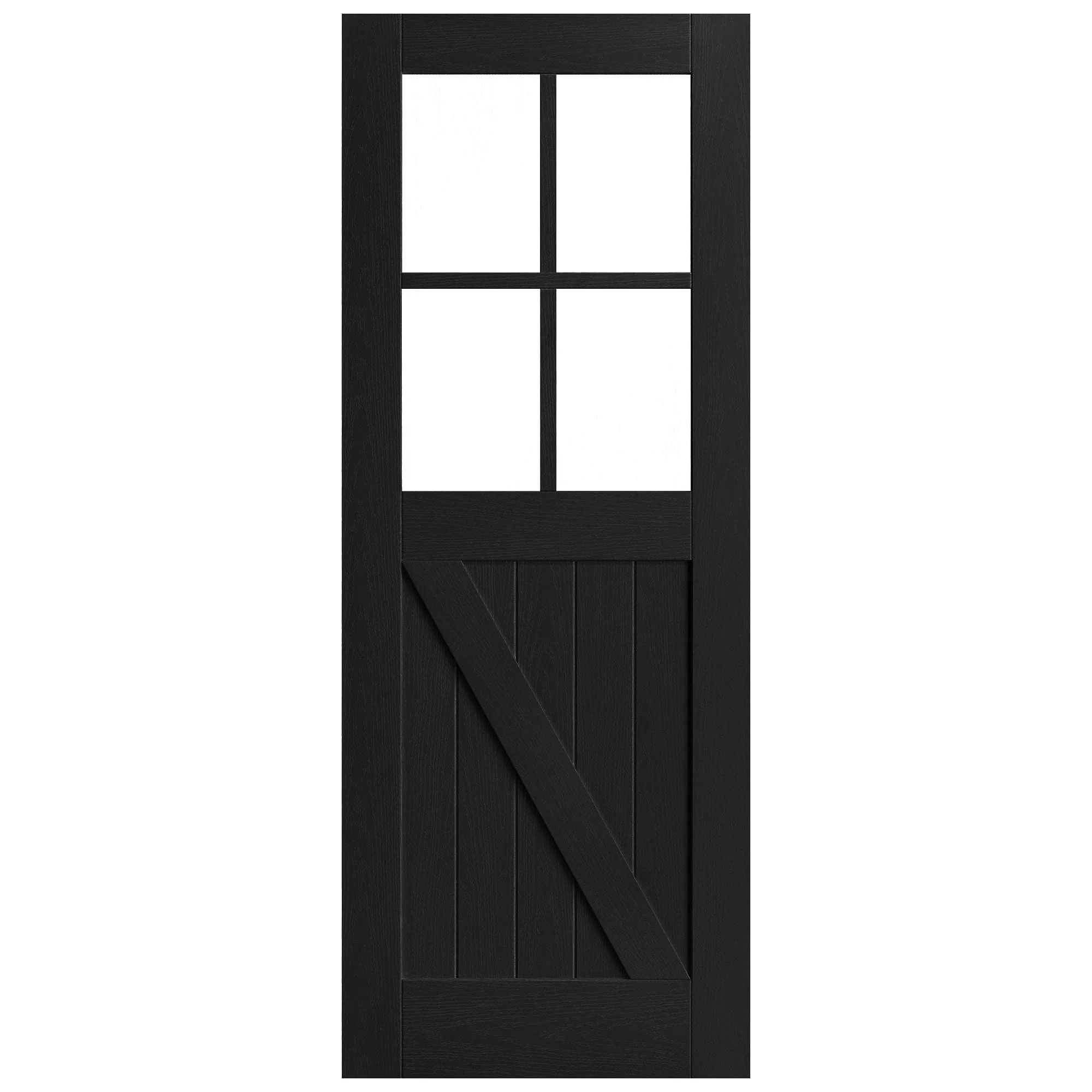 Black Internal Fully Finished Oak Barn Clear Glass Door - Image 3