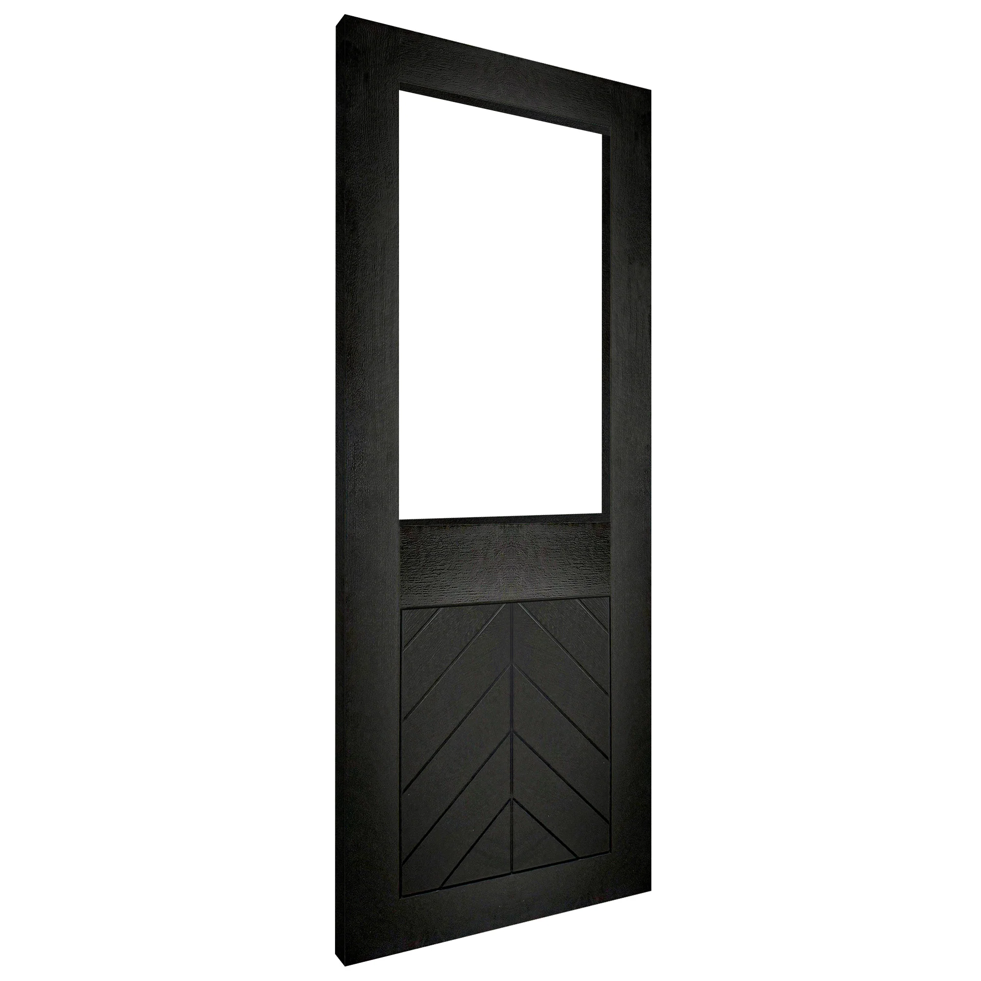 Black Internal Fully Finished Oak Chevron Clear Glass Door - Image 2