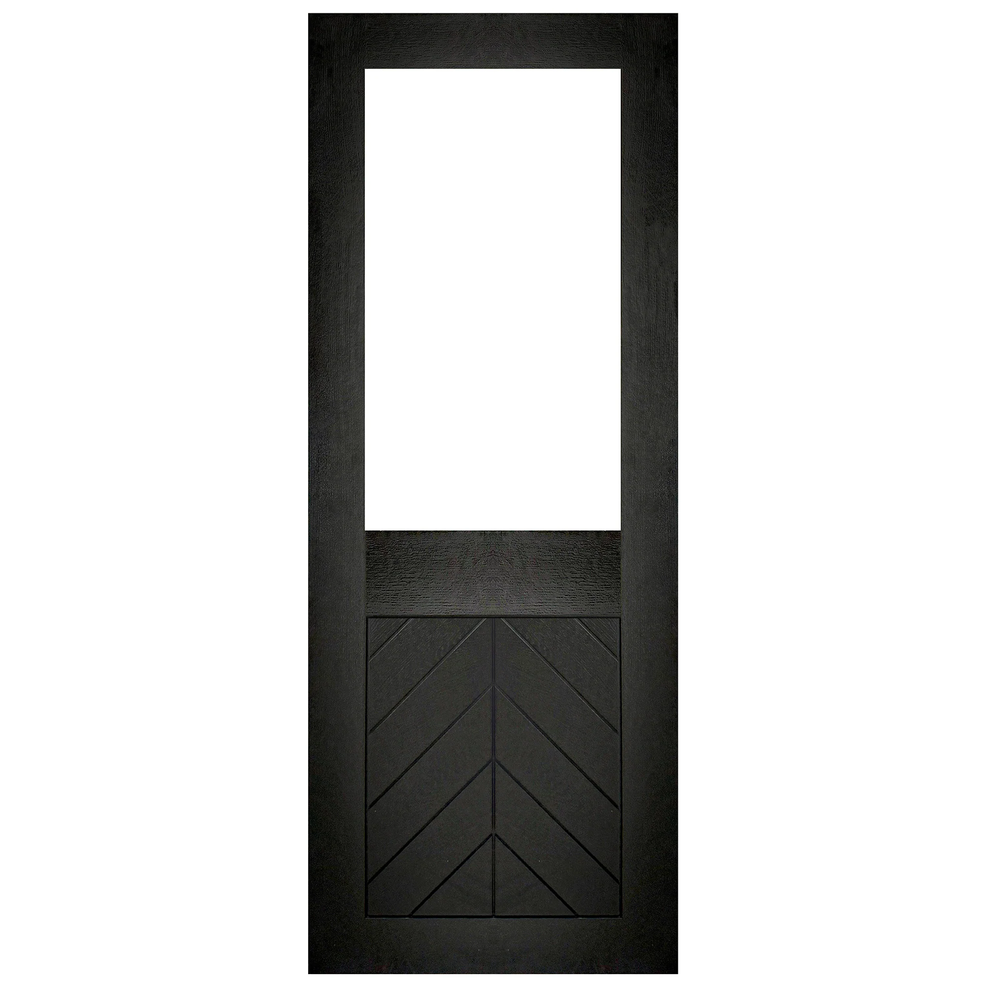 Black Internal Fully Finished Oak Chevron Clear Glass Door - Image 3