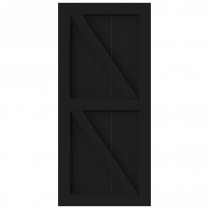Black Internal Primed Z Brace Sliding Barn Door - Black Top Mounted - Image 3