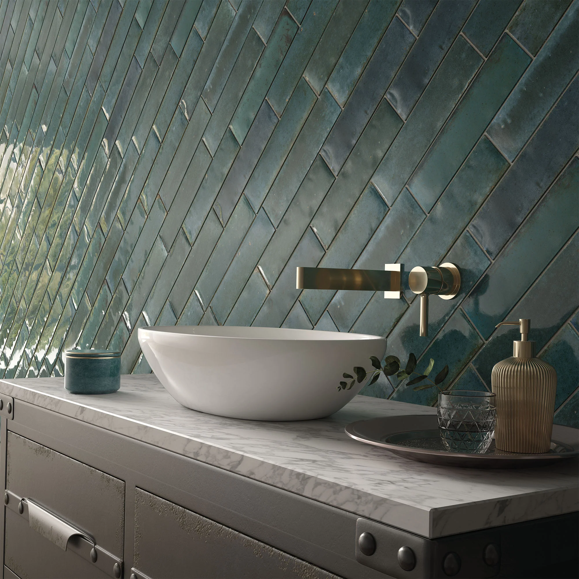 Blue - Aura 8mm Gloss Tile Sample (P11062) - Image 2