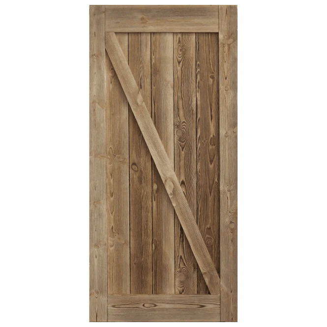 Carbonised Internal Pine 1 Panel Brace Sliding Barn Door - Black Top Mounted - Image 3