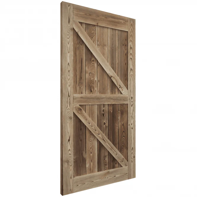 Carbonised Internal Pine Z Brace Sliding Barn Door - Black Top Mounted - Image 2