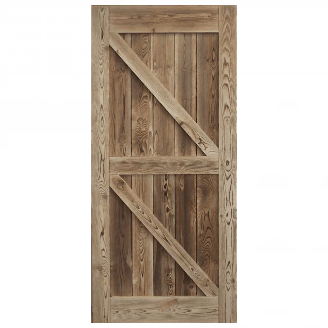 Carbonised Internal Pine Z Brace Sliding Barn Door - Black Top Mounted - Image 3