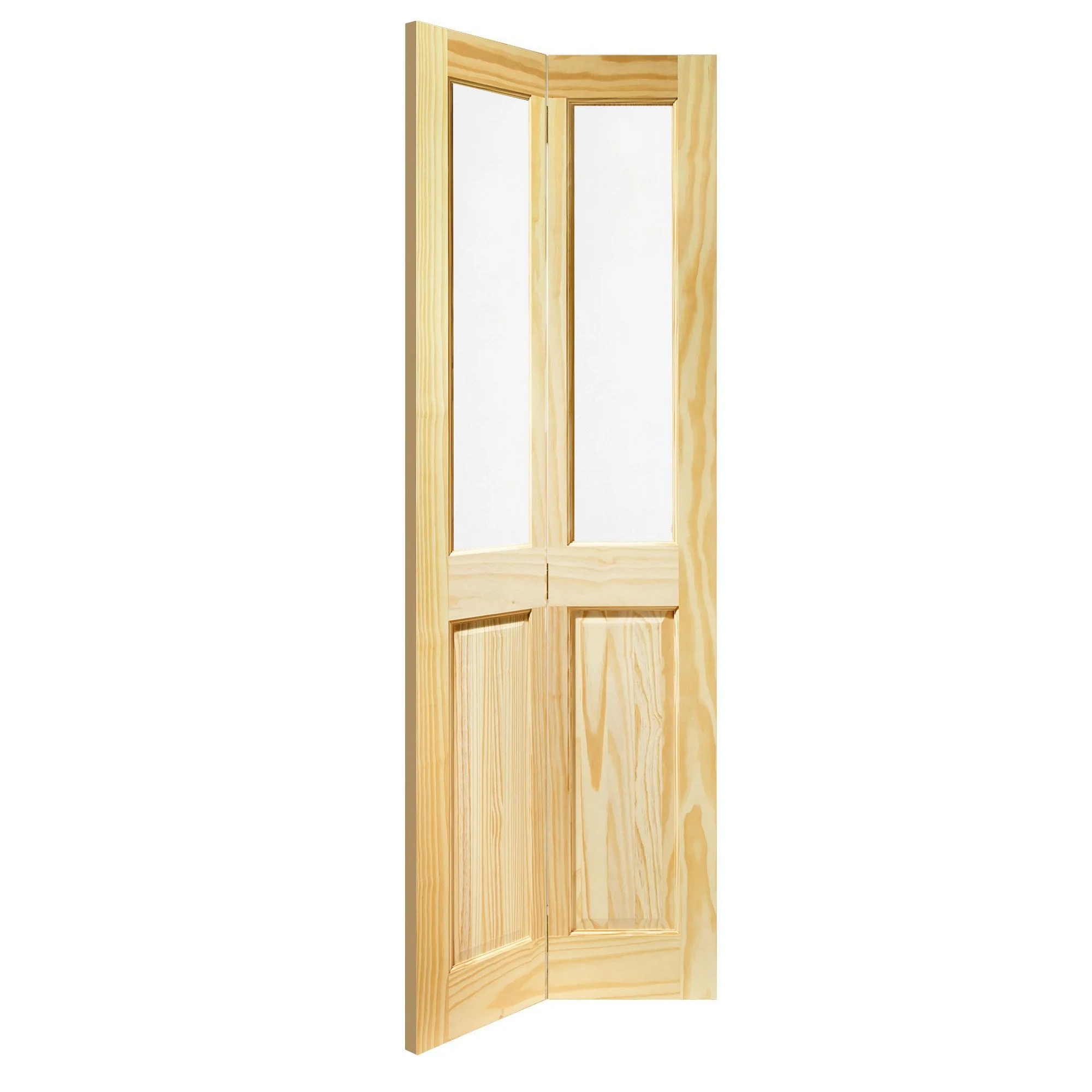 Clear Pine Internal Unfinished Malton 4 Panel 2 Light Clear Glass Bi-Fold Door - Image 2