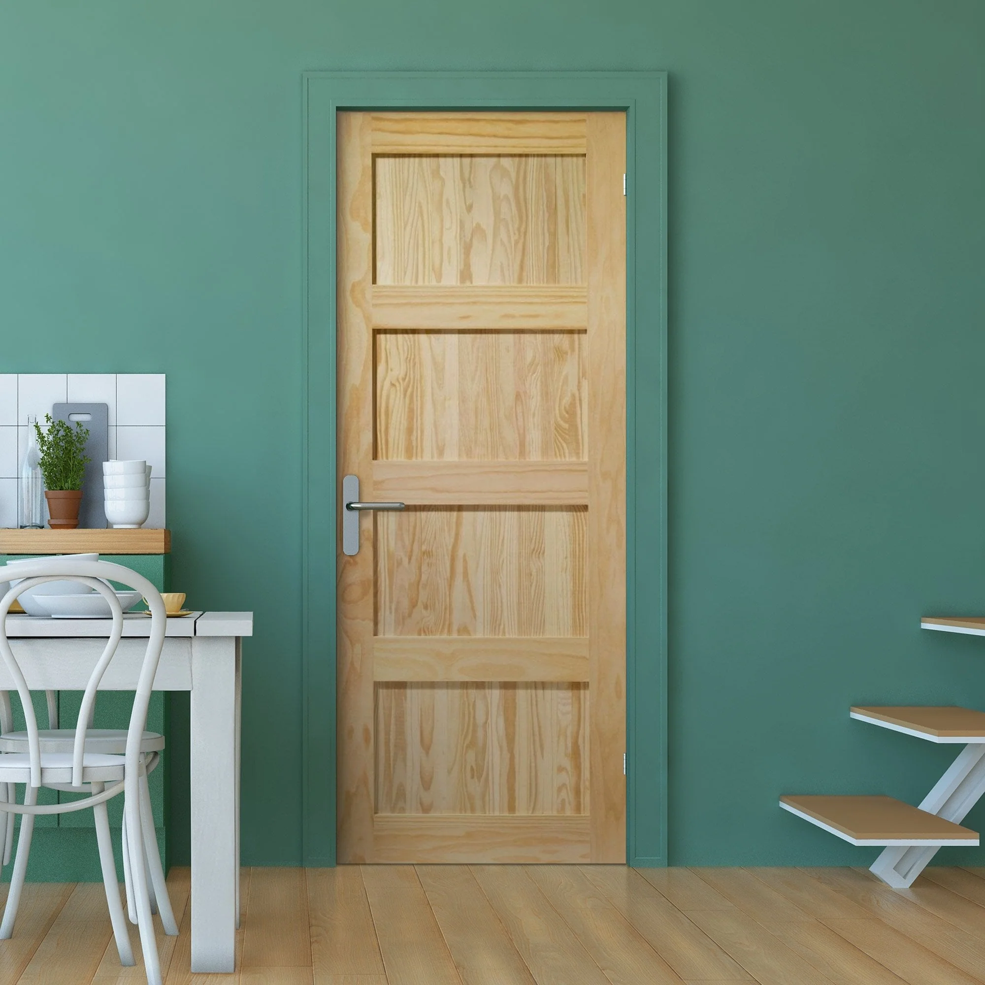 Clear Pine Internal Unfinished Shaker 4 Panel Door - Image 4