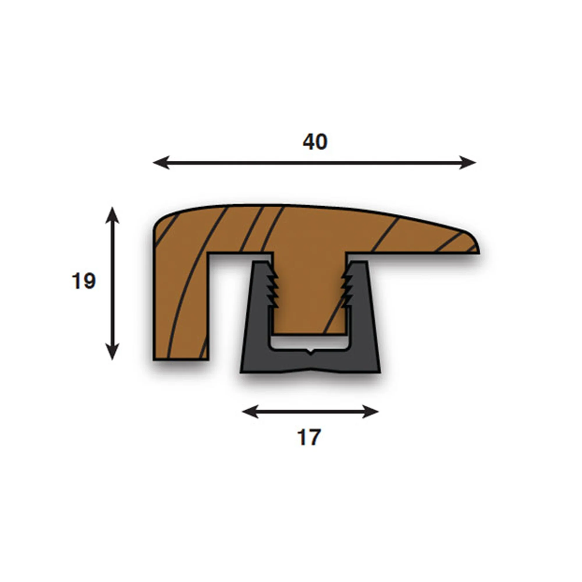 Dark Oak - End Profile Door Bar 990mm - Image 3