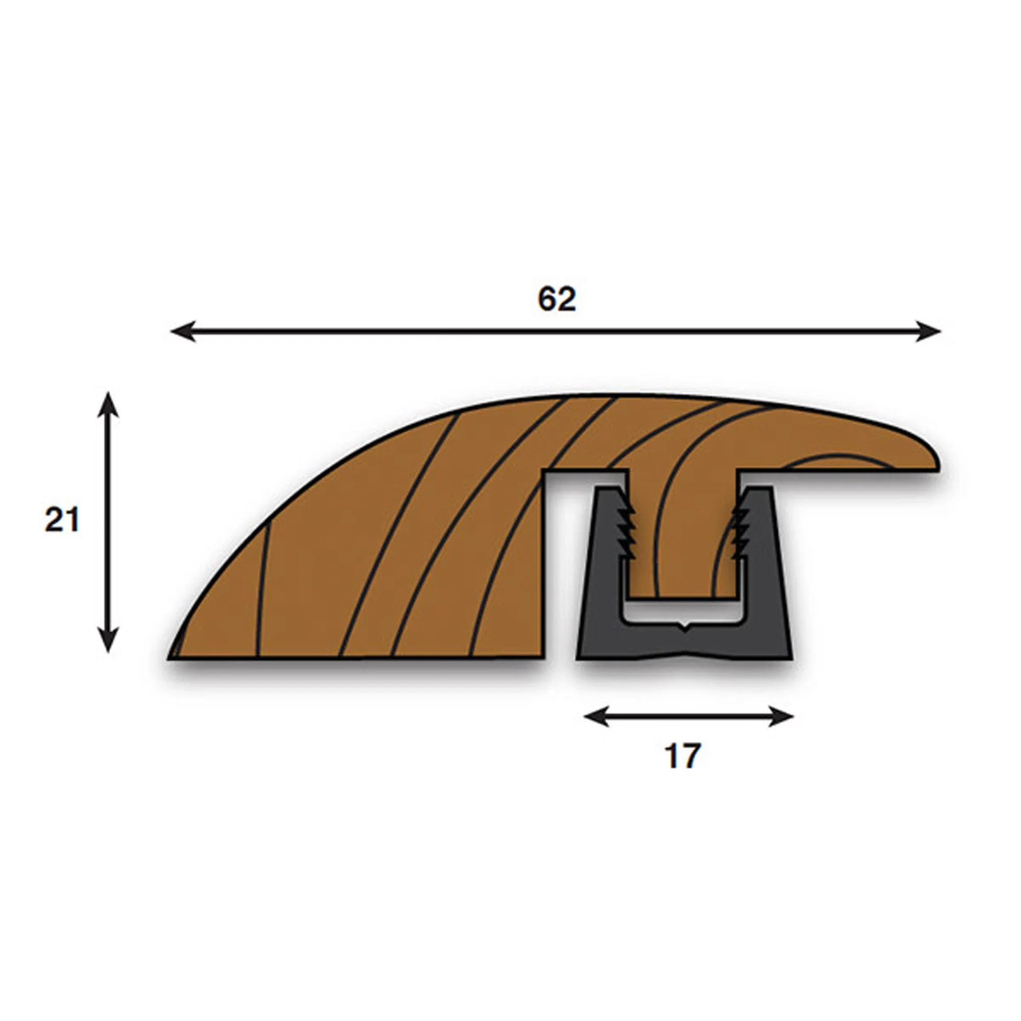 Washed Oak Ramp Adapting Profile Door Bar 990mm - Image 3