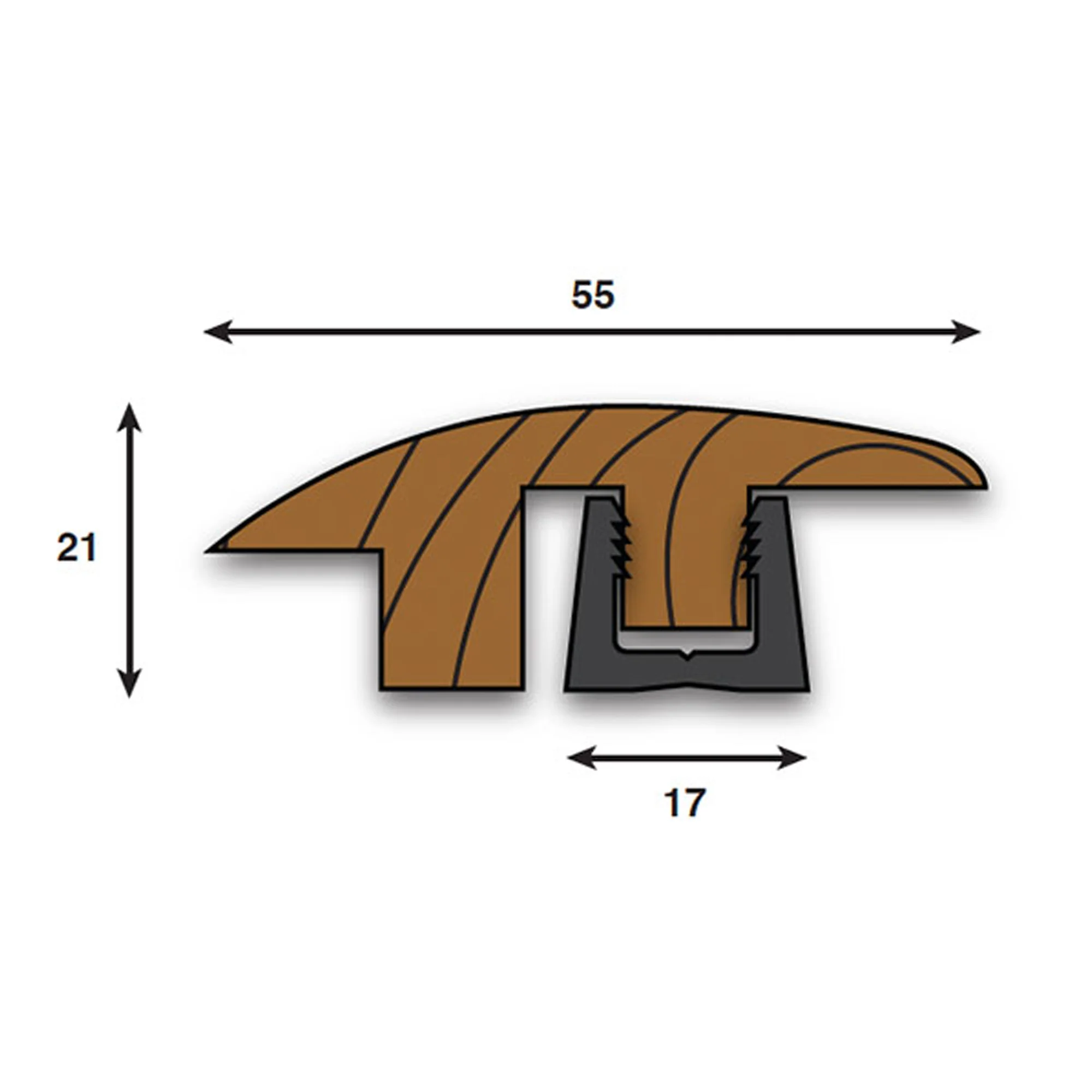 Washed Oak Semi-Ramp Adapting Profile Door Bar 990mm - Image 3