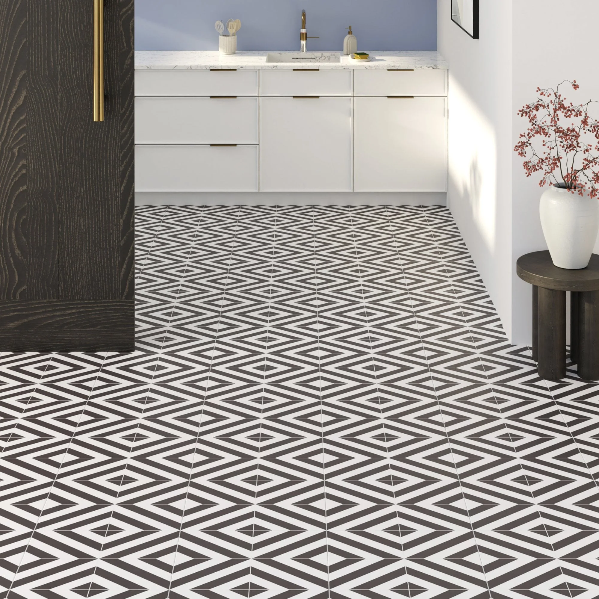 Black and White - Retro Water-resistant 8mm Laminate Flooring