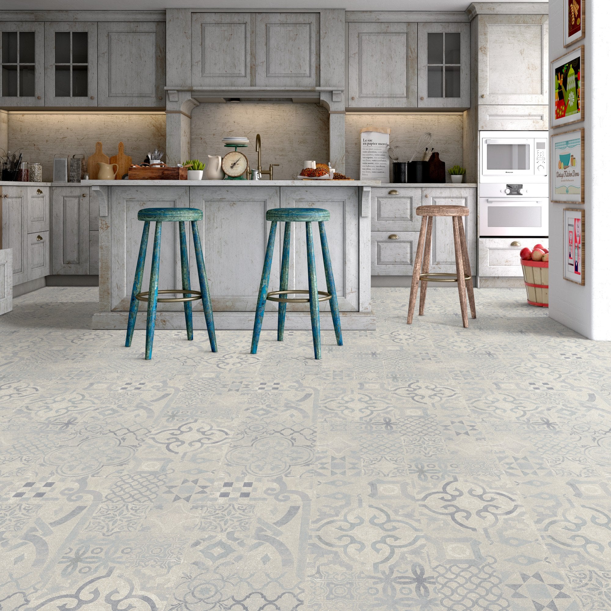 Blue Tile - Retro Water-resistant 8mm Laminate Flooring