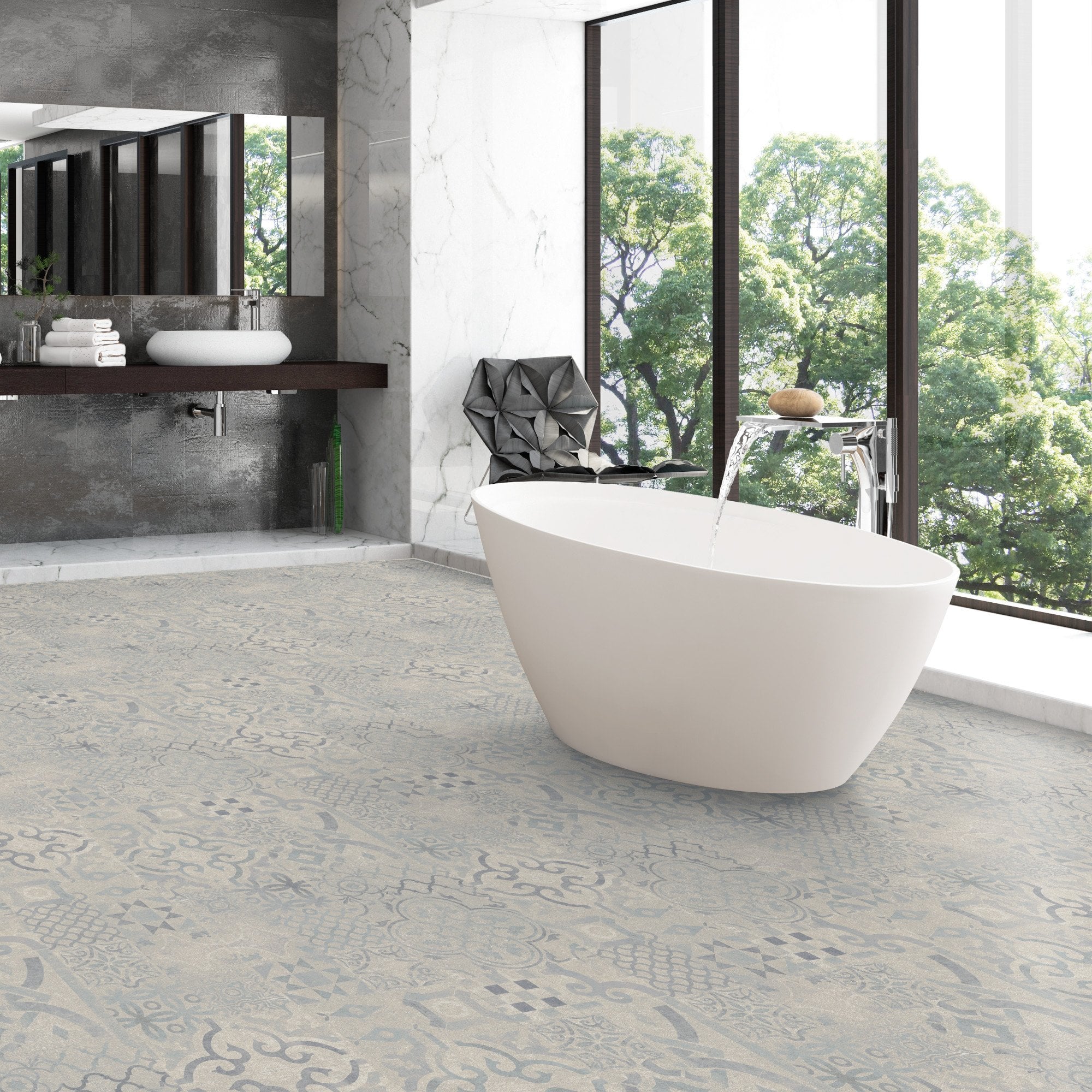 Blue Tile - Retro Water-resistant 8mm Laminate Flooring - Image 3