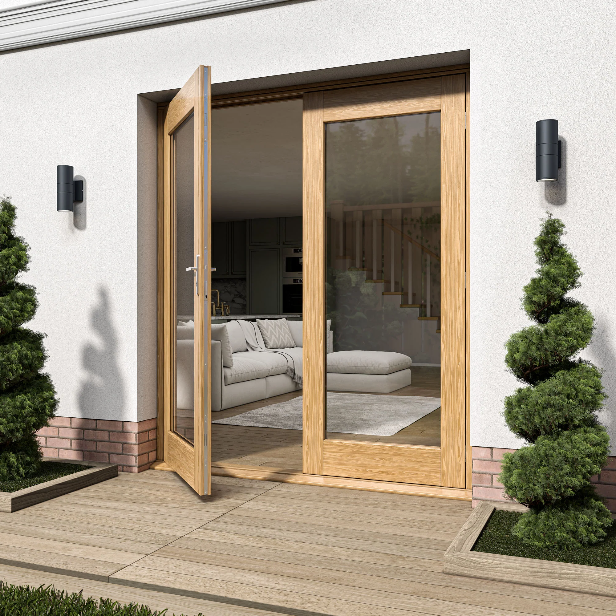 Fully Finished Oak External French Patio Door Set - Image 10
