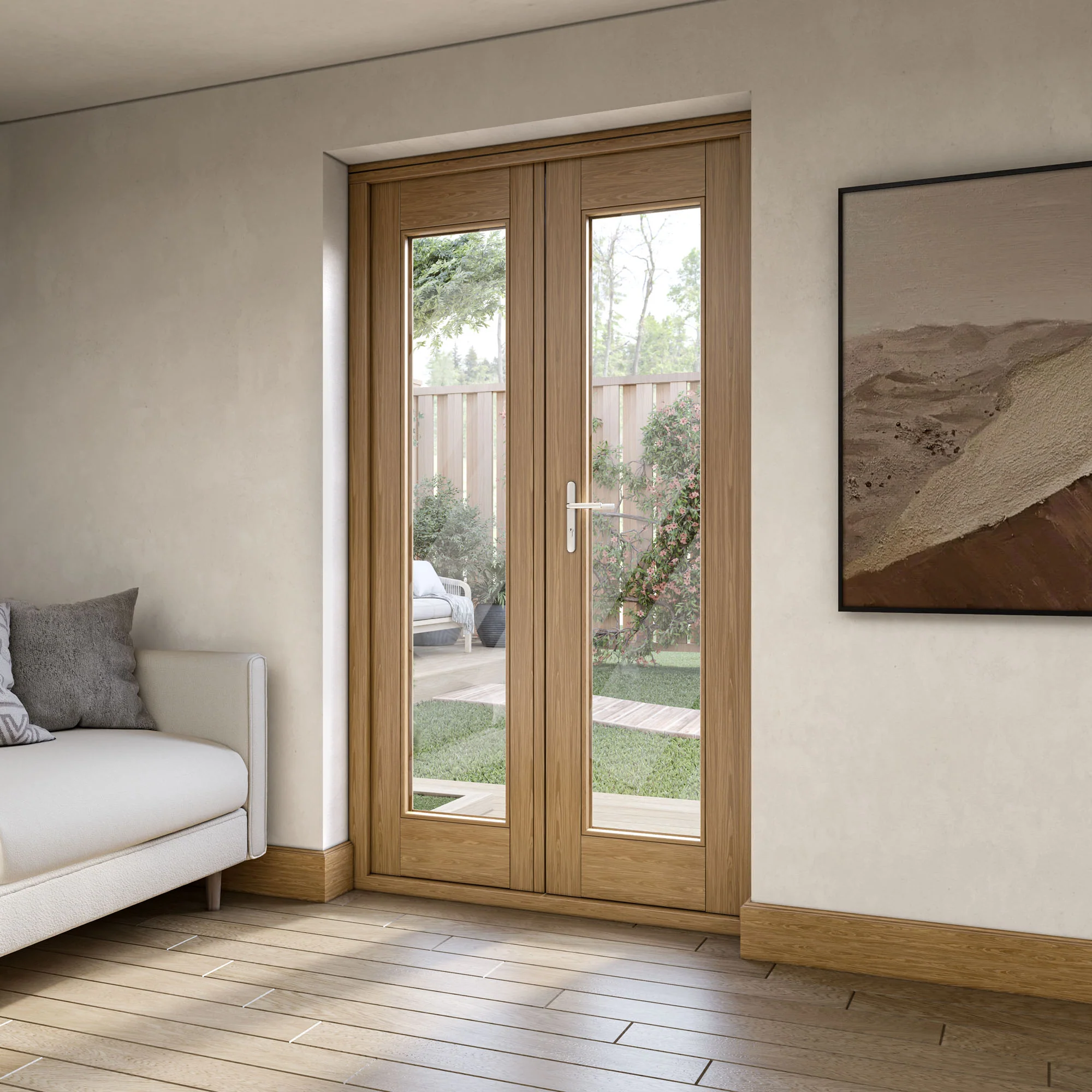 Fully Finished Oak External French Patio Door Set - Image 6