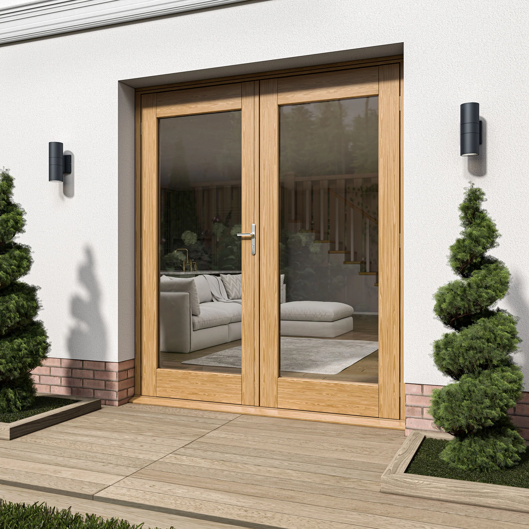 Fully Finished Oak External French Patio Door Set - Image 9