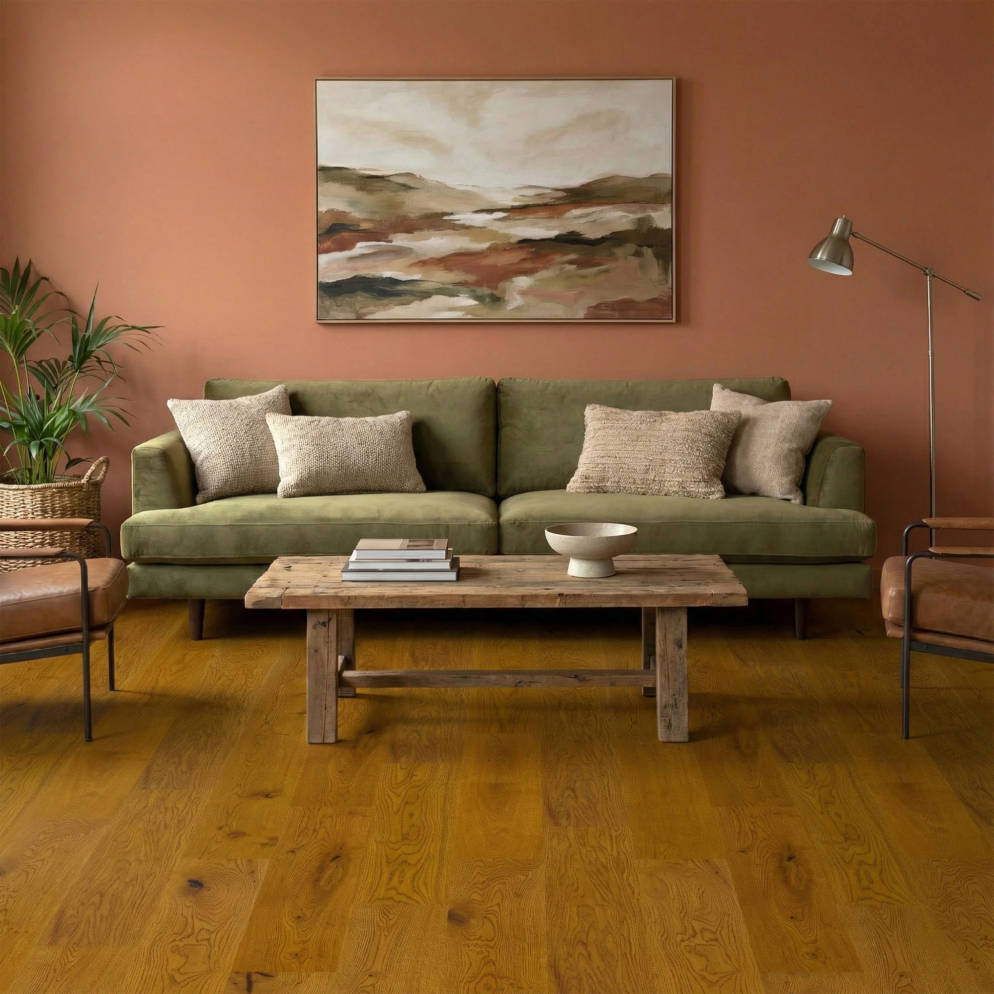 Golden Oak - 14mm Wide UV Lacquered Engineered Real Wood Flooring