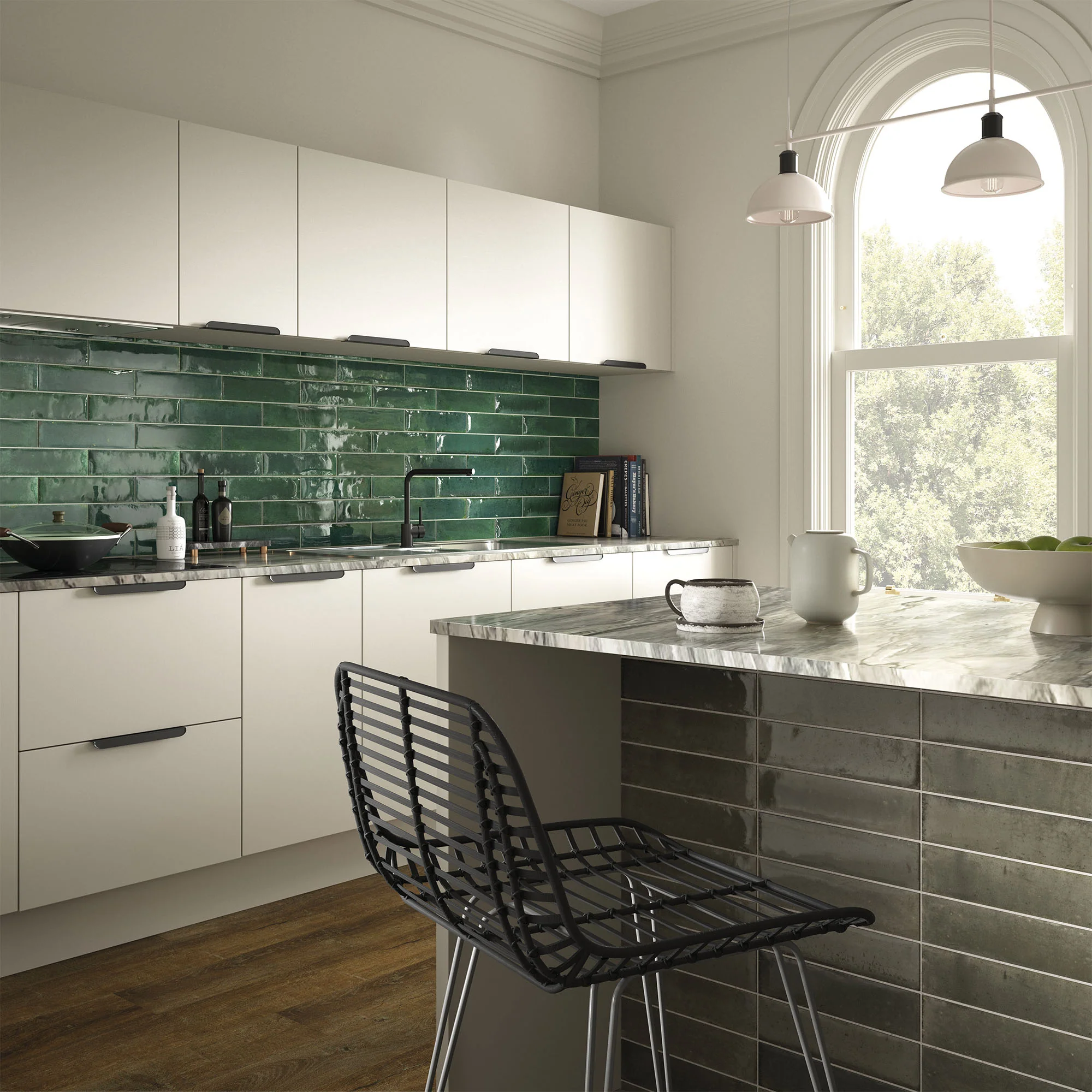 Green - Aura 8mm Gloss Tile Sample (P11066) - Image 2