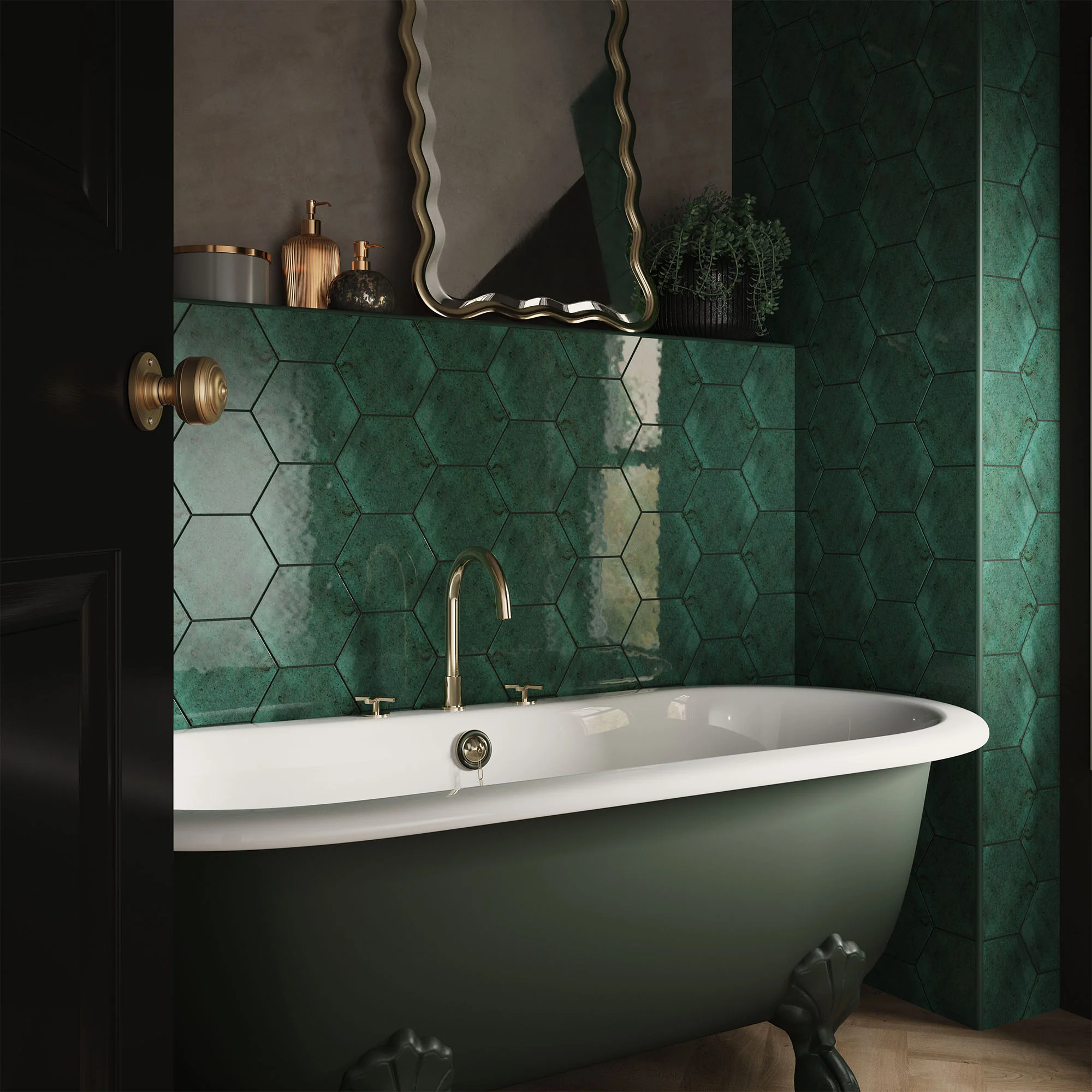 Green - Aura 8mm Gloss Tile Sample (P12069) - Image 2