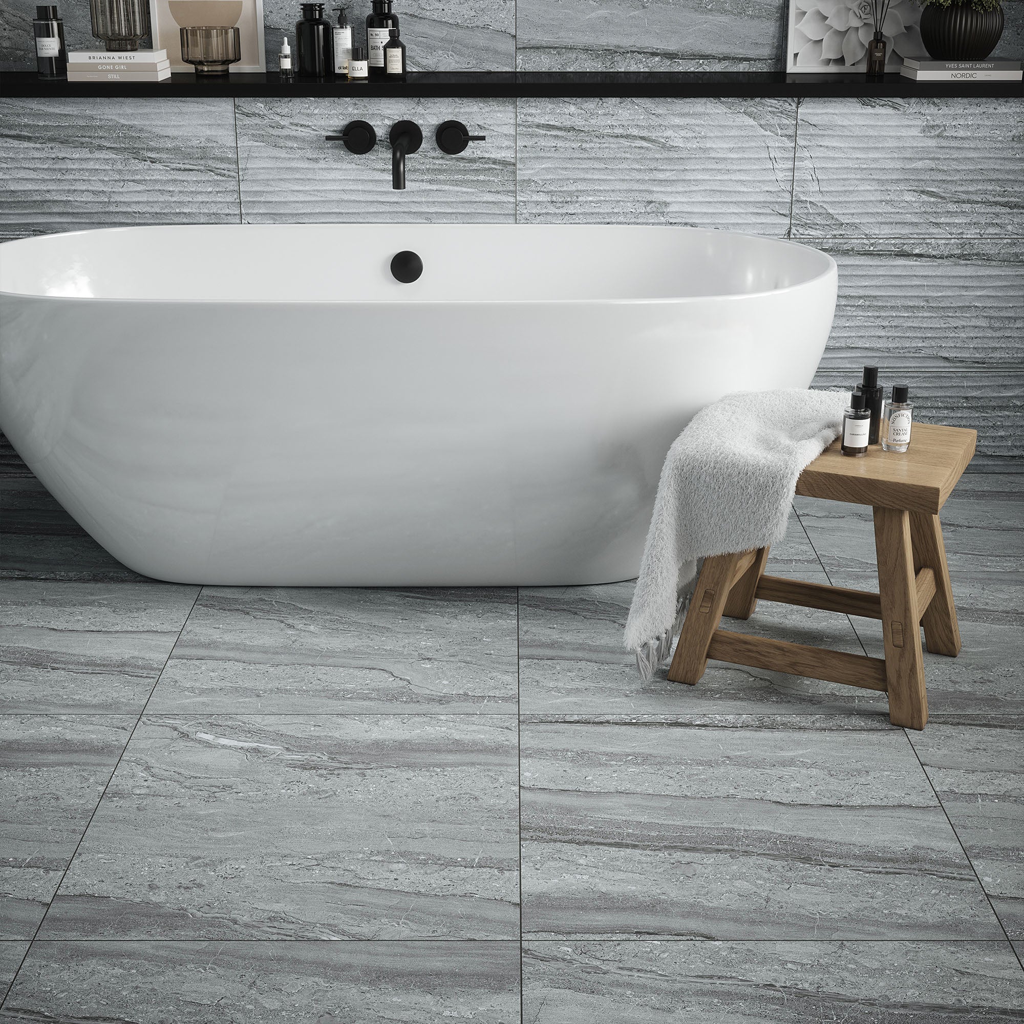 Grey - Arden 9.5mm Matt Tile Sample (P13516) - Image 2