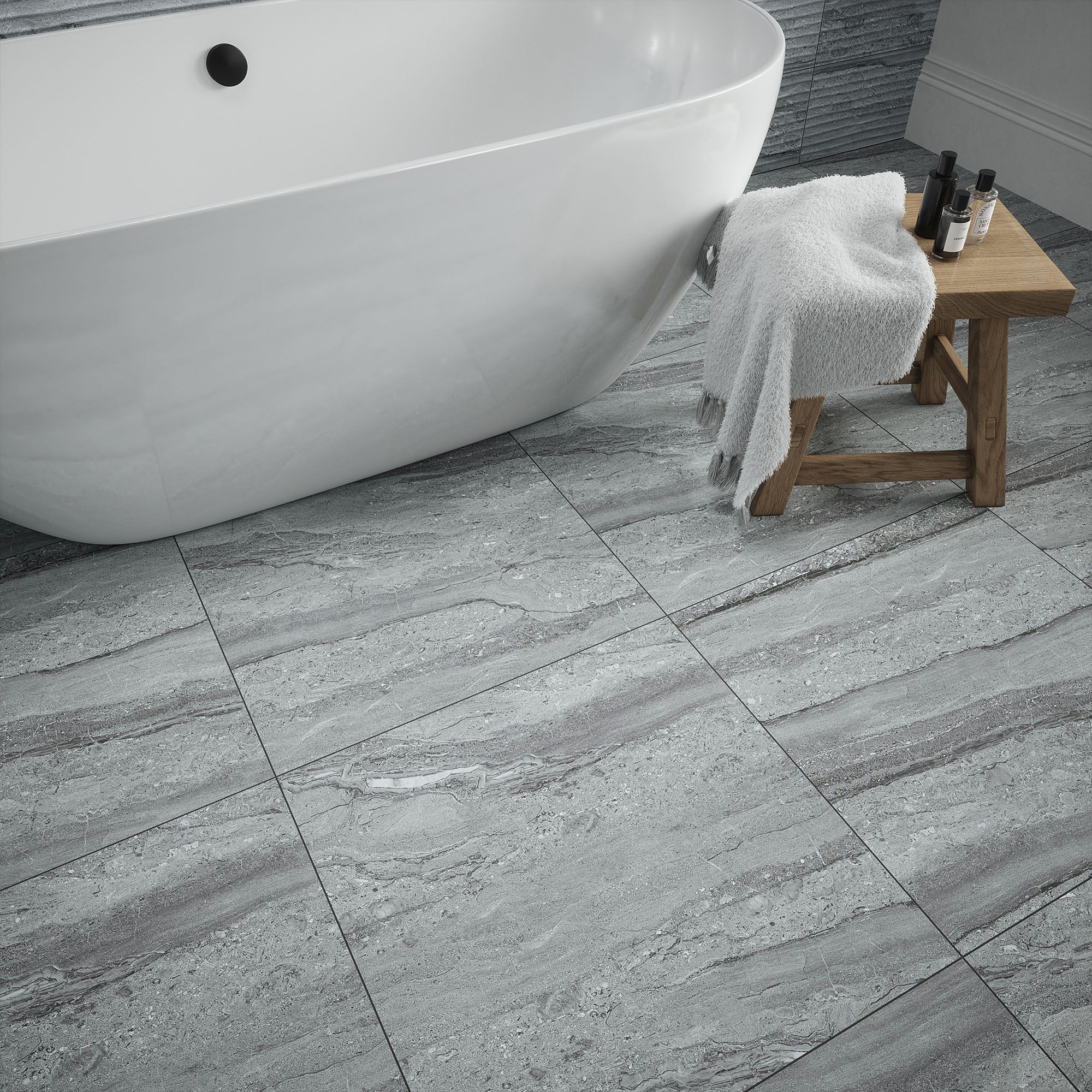 Grey - Arden 9.5mm Matt Tile Sample (P13516) - Image 3