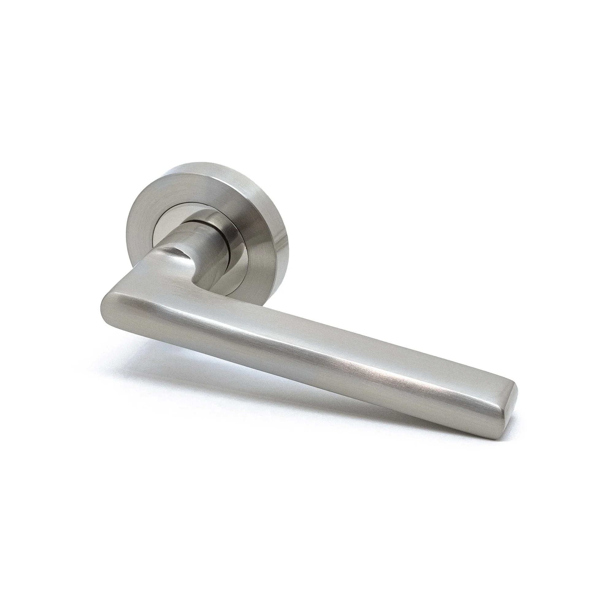 Premium Matiz Lever On Round Rose Handle Set - Two-Tone Nickel - Image 2