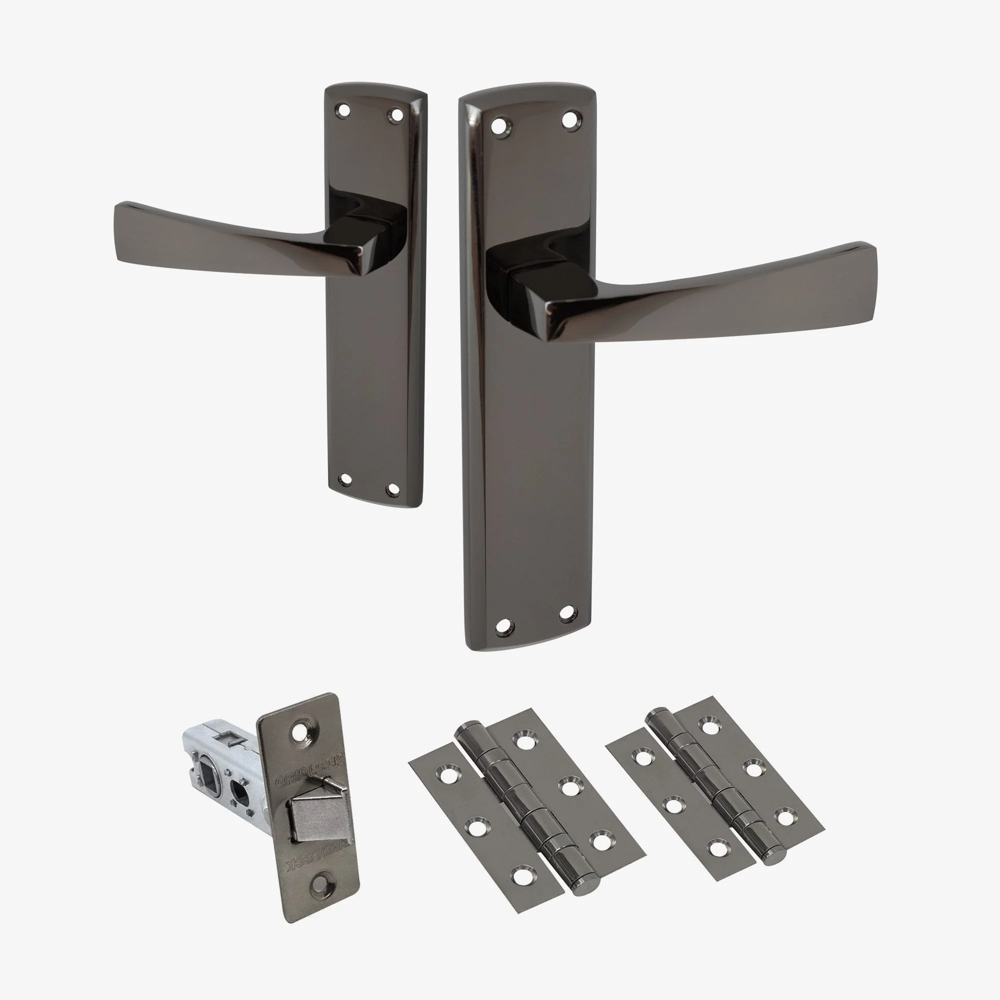 Ritz Lever on Backplate Door Handle Set - Black Nickel