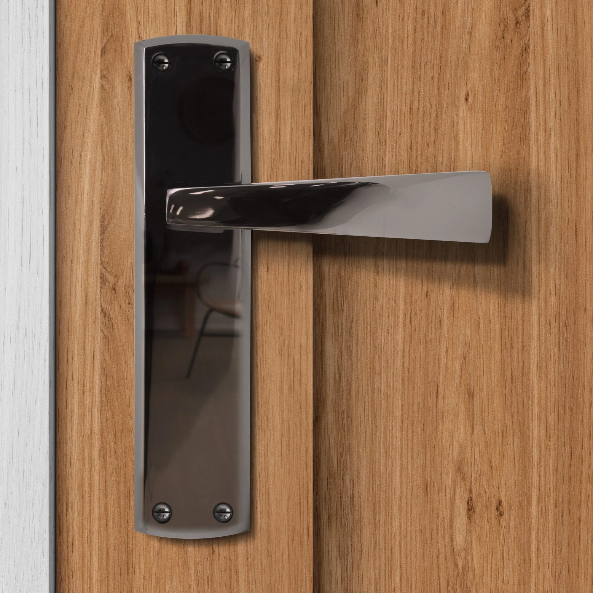 Ritz Lever on Backplate Door Handle Set - Black Nickel - Image 2