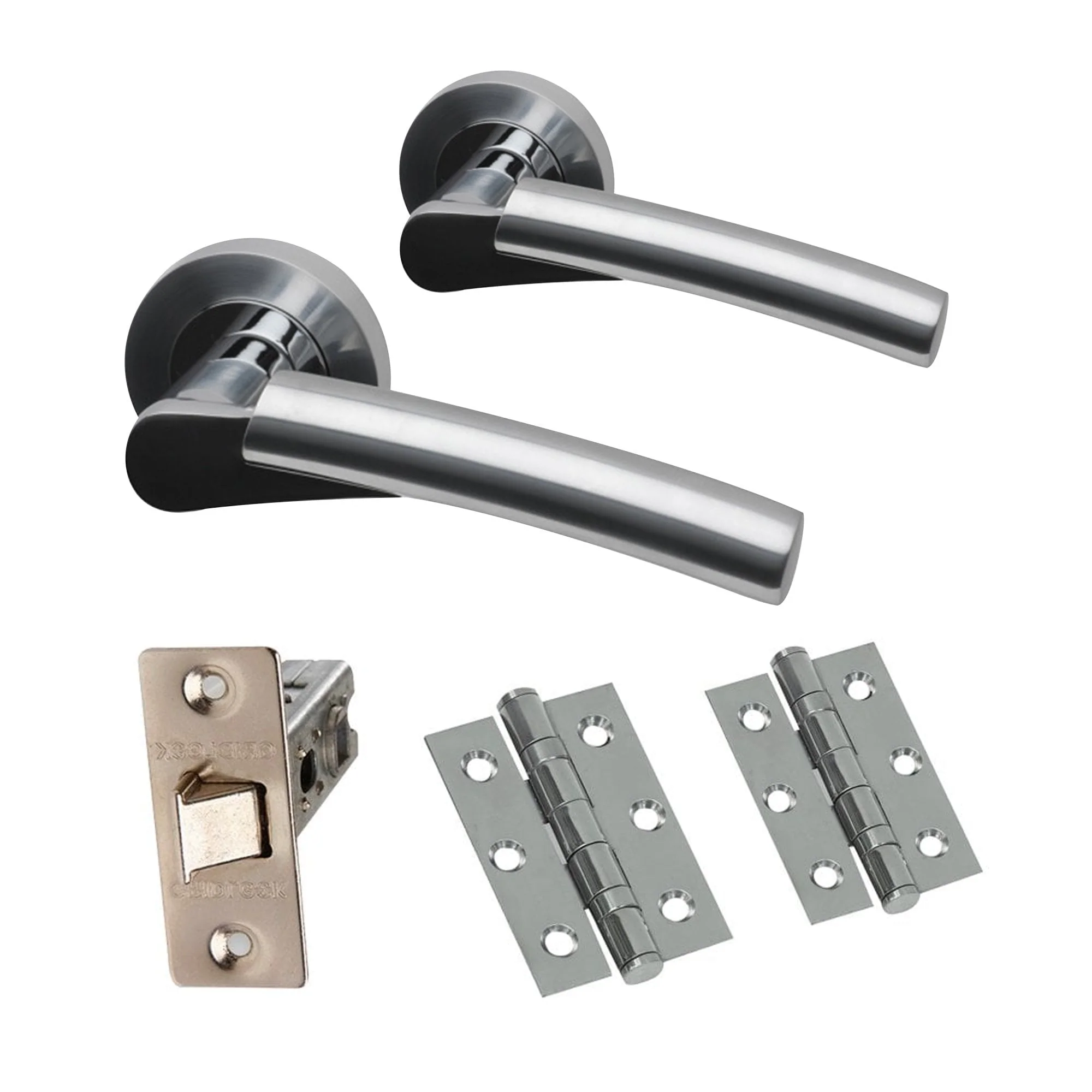 Ruby Lever Handle On Round Rose Handle Set- Black Nickel
