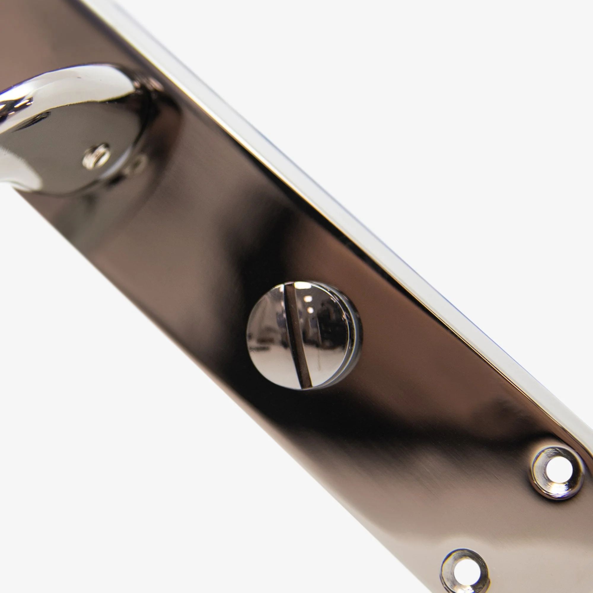 Scimitar Lever on Backplate Bathroom Door Handle Set - Black Nickel - Image 3