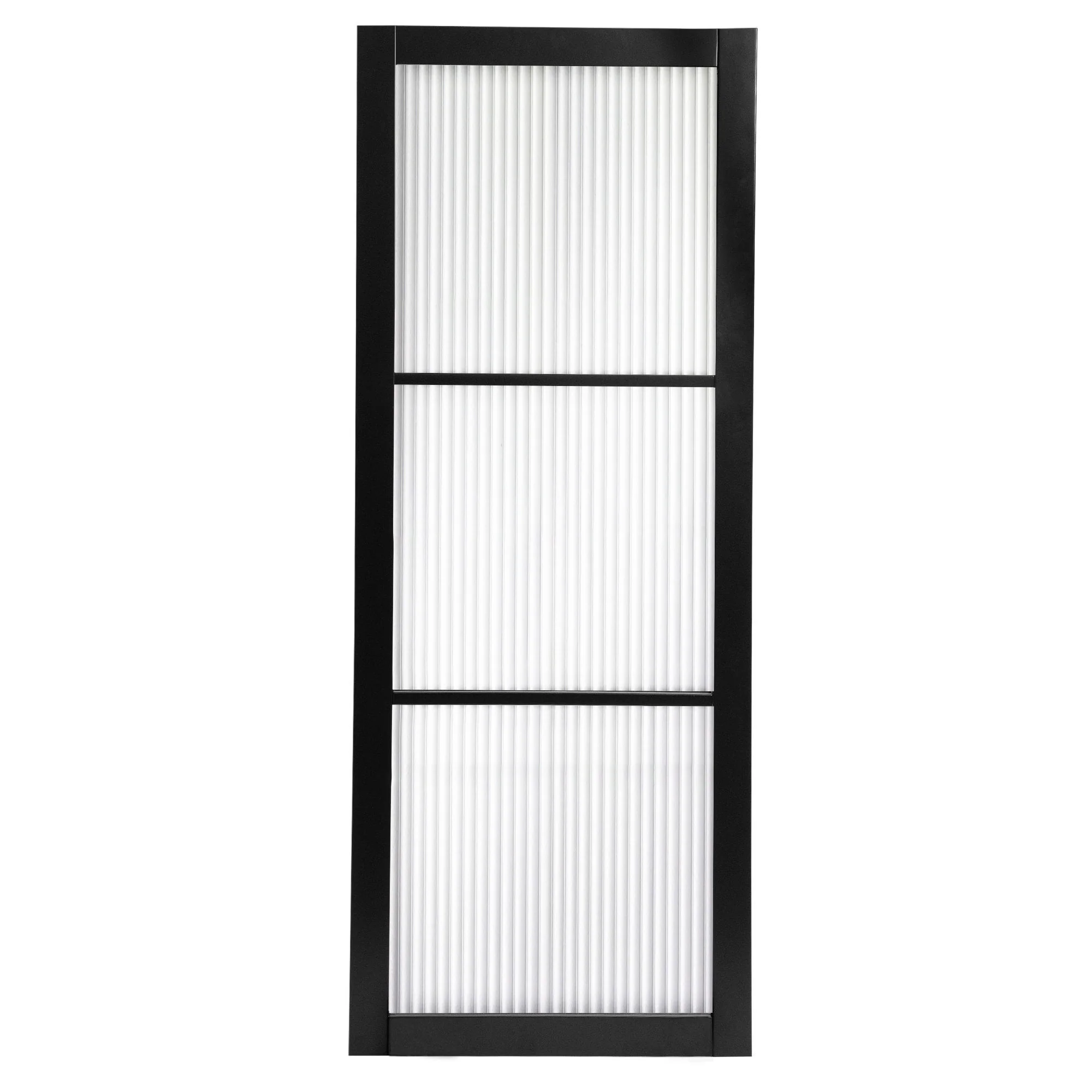 Jet Black Internal Fully Finished 3 Light Reeded Glass Industrial Studio Door - Image 3