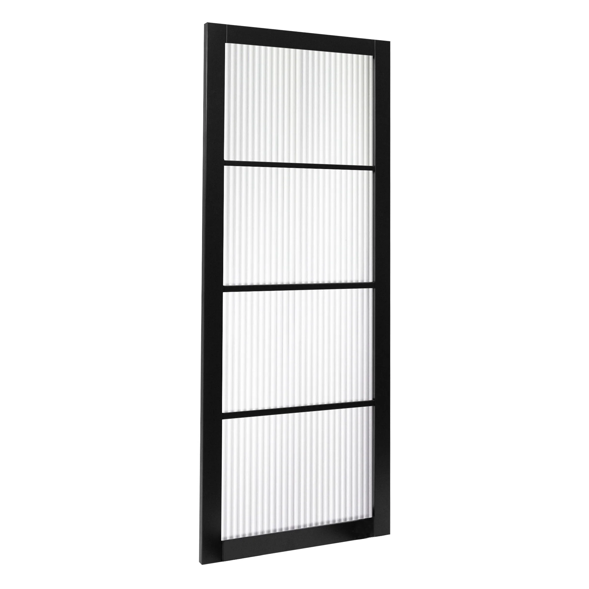 Jet Black Internal Fully Finished 4 Light Reeded Glass Industrial Studio Door - Image 2