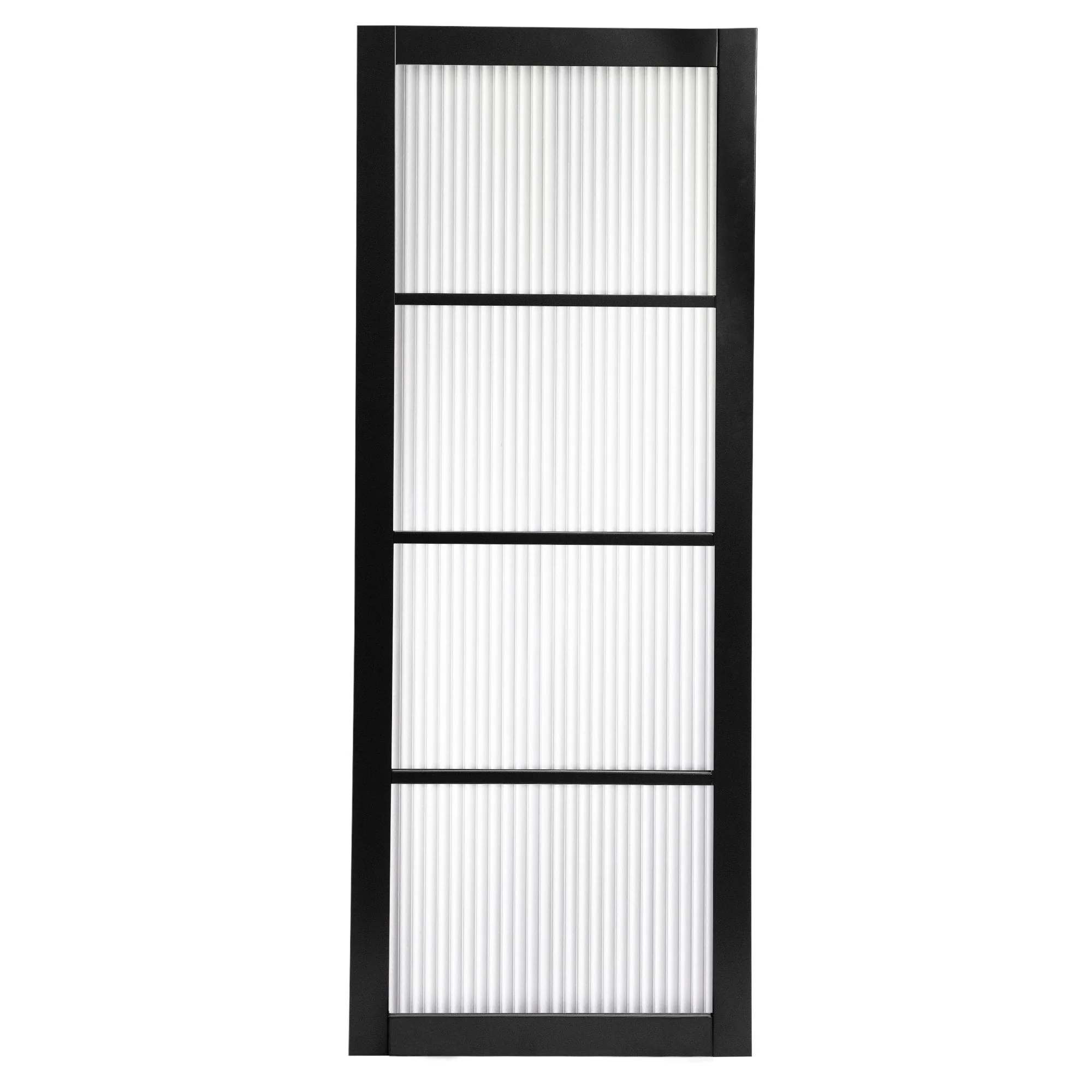 Jet Black Internal Fully Finished 4 Light Reeded Glass Industrial Studio Door - Image 3