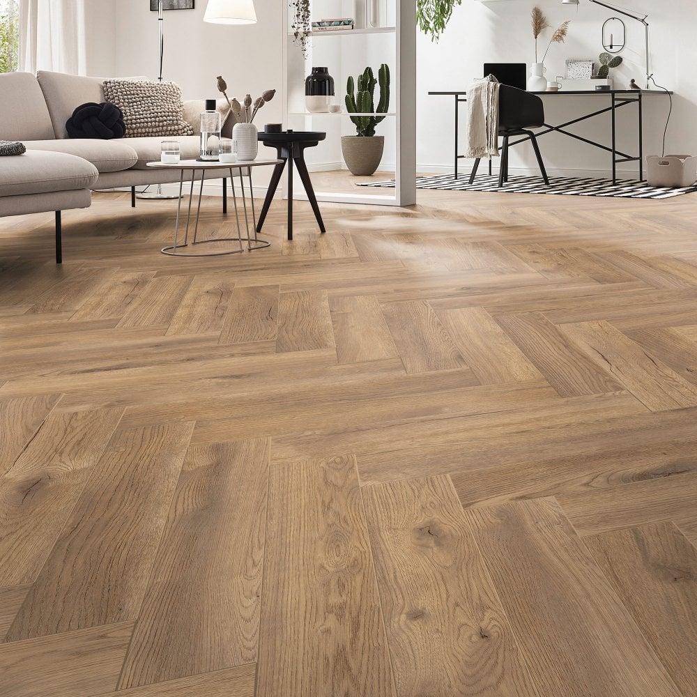Treviso Oak - Herringbone 8mm Laminate Flooring