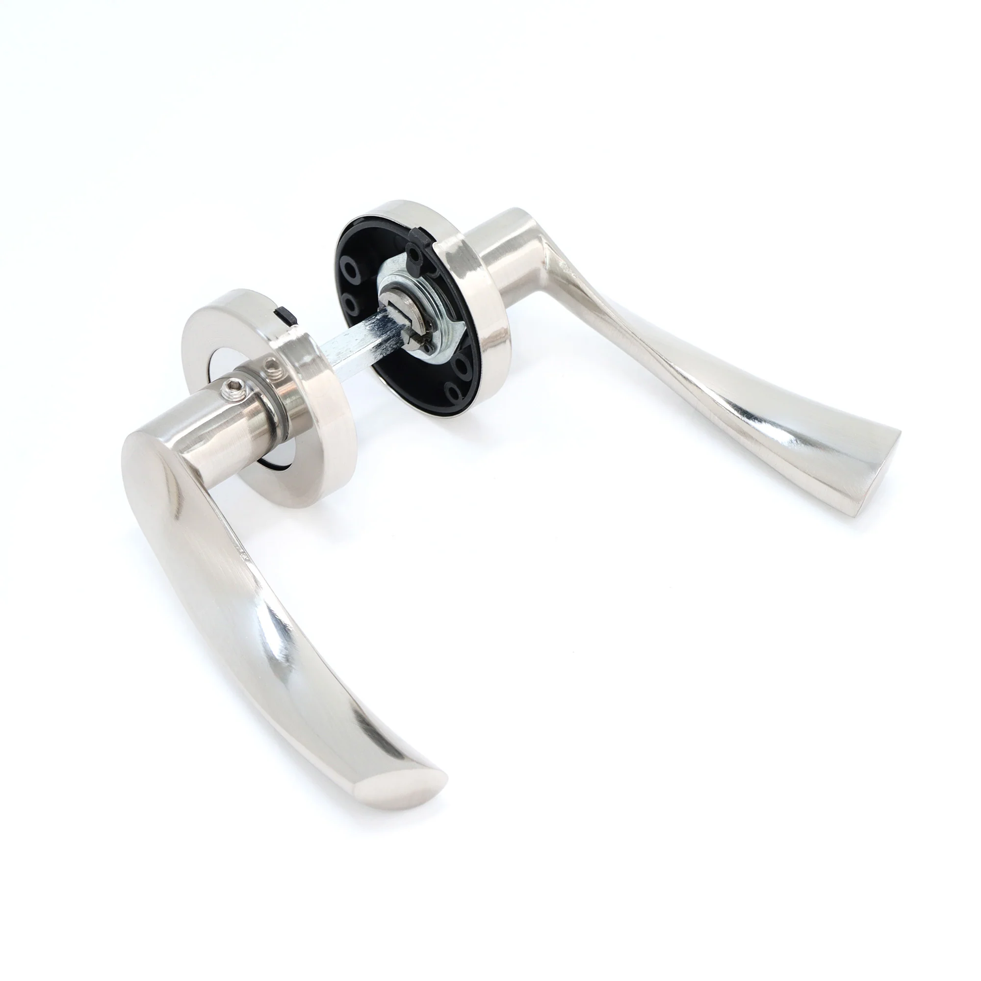 Lifestyle Mizar Lever on Round Rose Handle Set - Satin Nickel