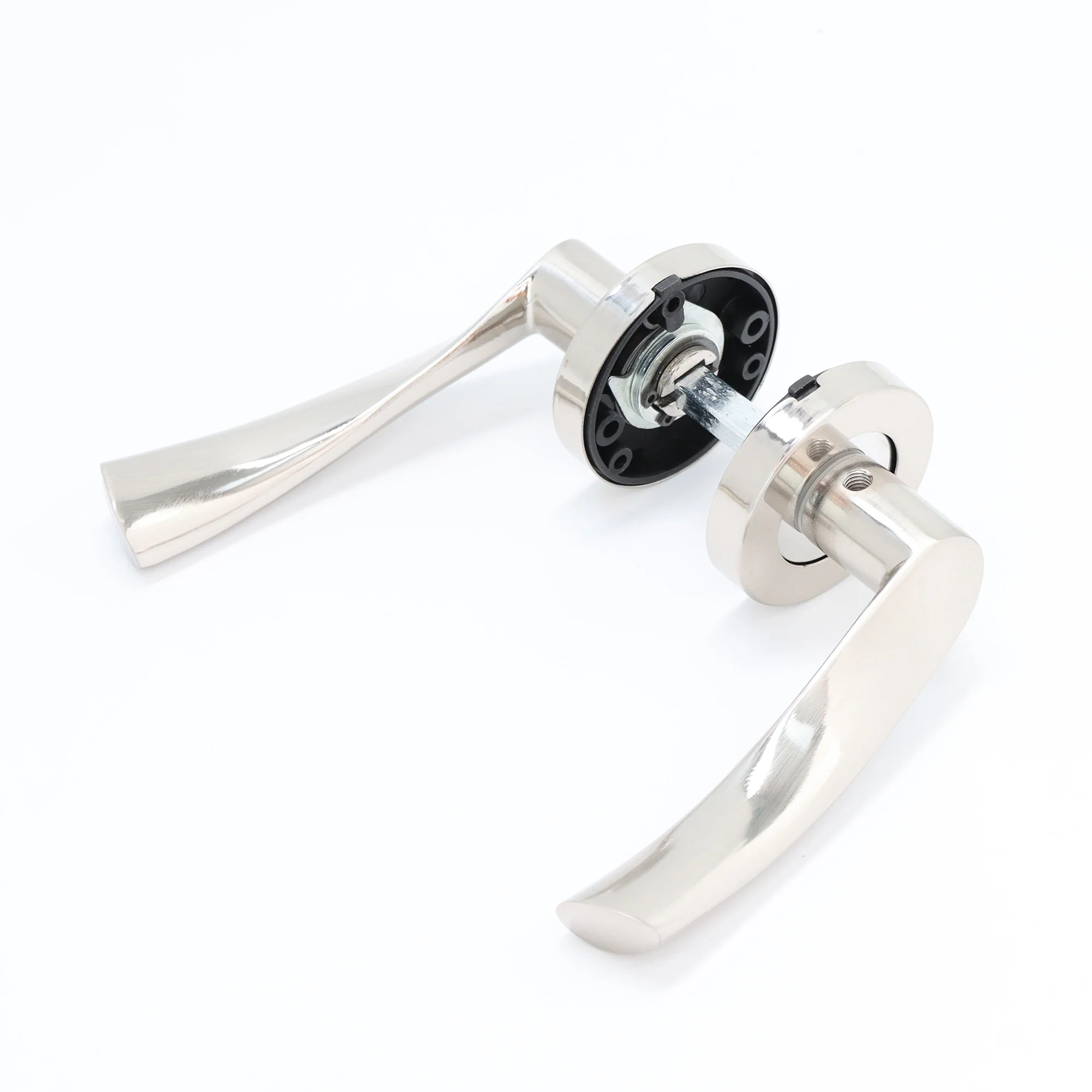 Lifestyle Mizar Lever on Round Rose Handle Set - Satin Nickel - Image 3
