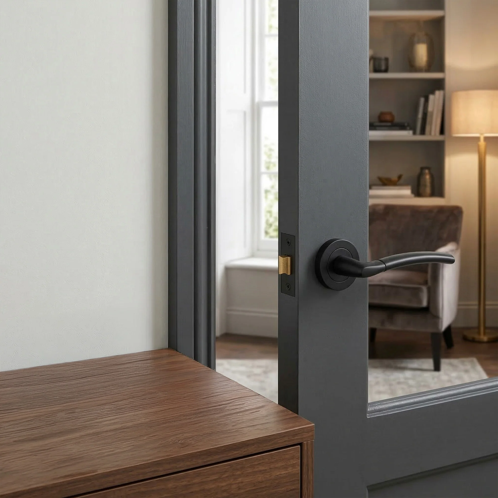 Nemo Internal Lever Door Handle Set - Matt Black - Image 2