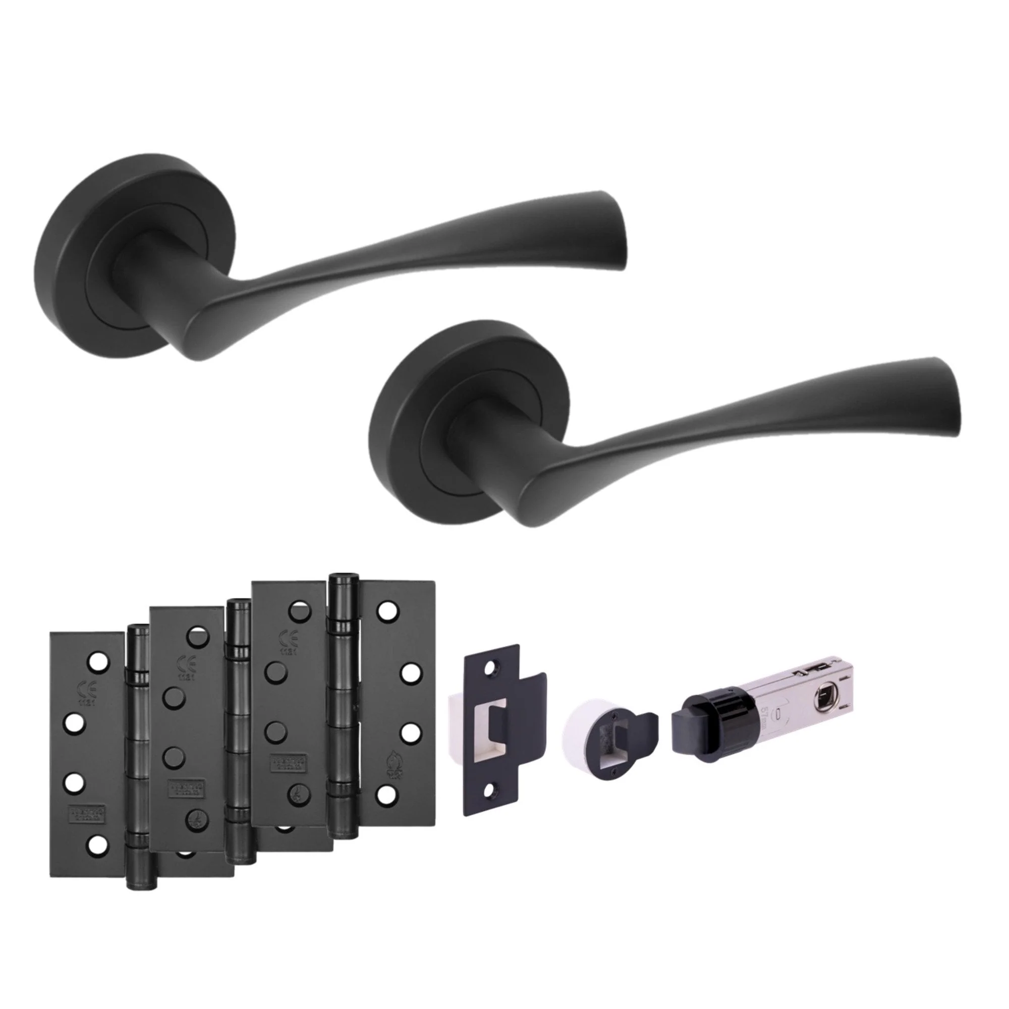 Oasis Internal Fire Rated Lever Smart Handle Set - Matt Black