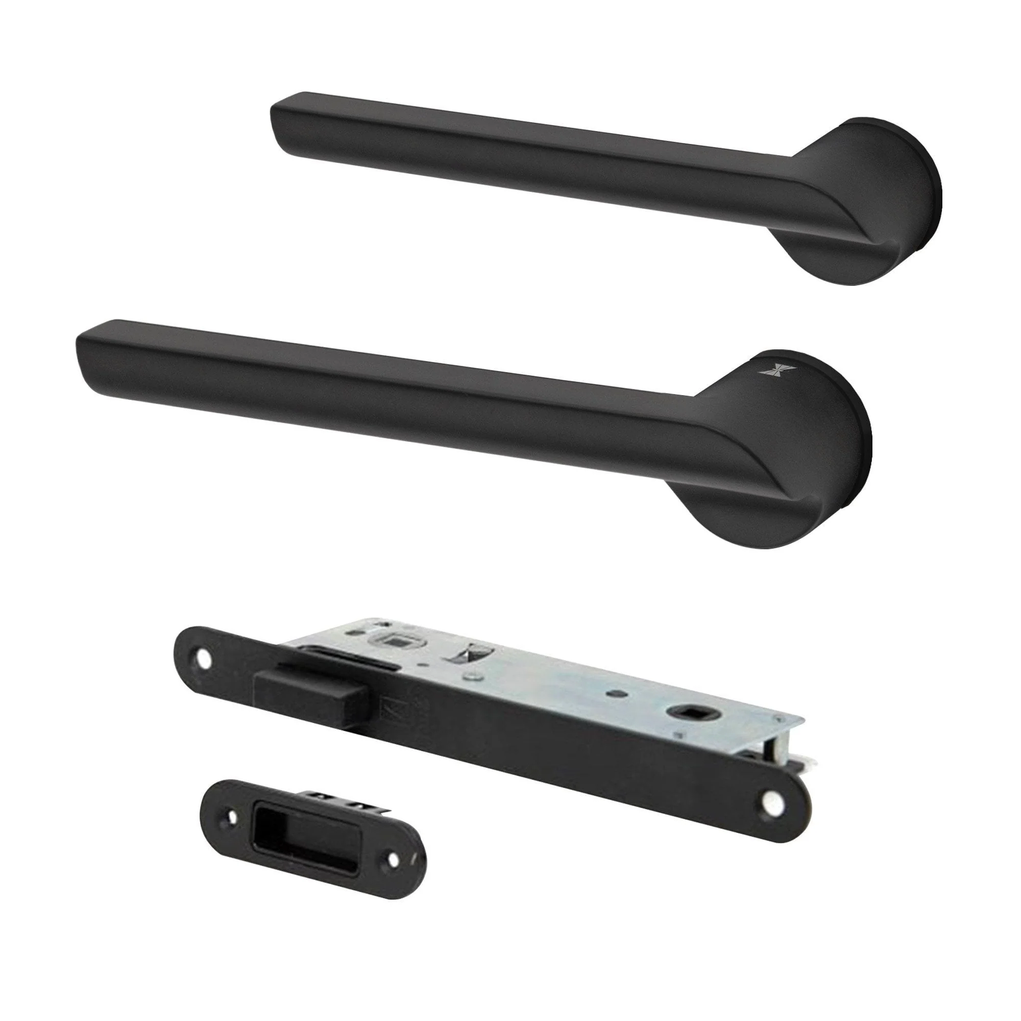 Studio Industrial Round Rose Lever Door Handle Set - Matt Black