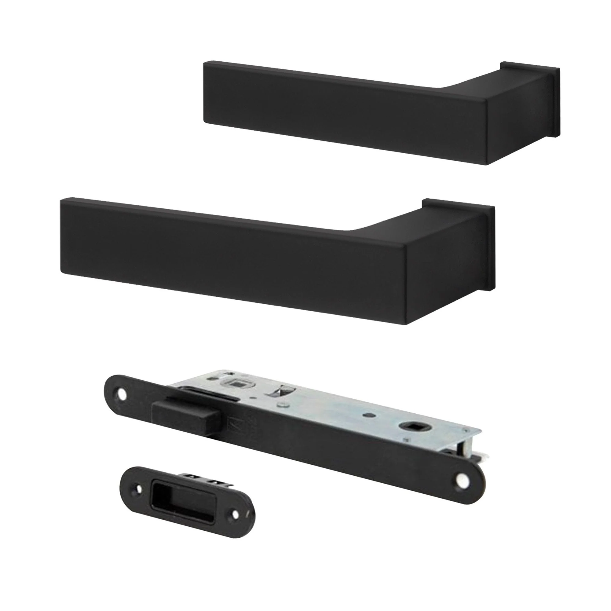 Studio Industrial Square Rose Lever Door Handle Set - Matt Black