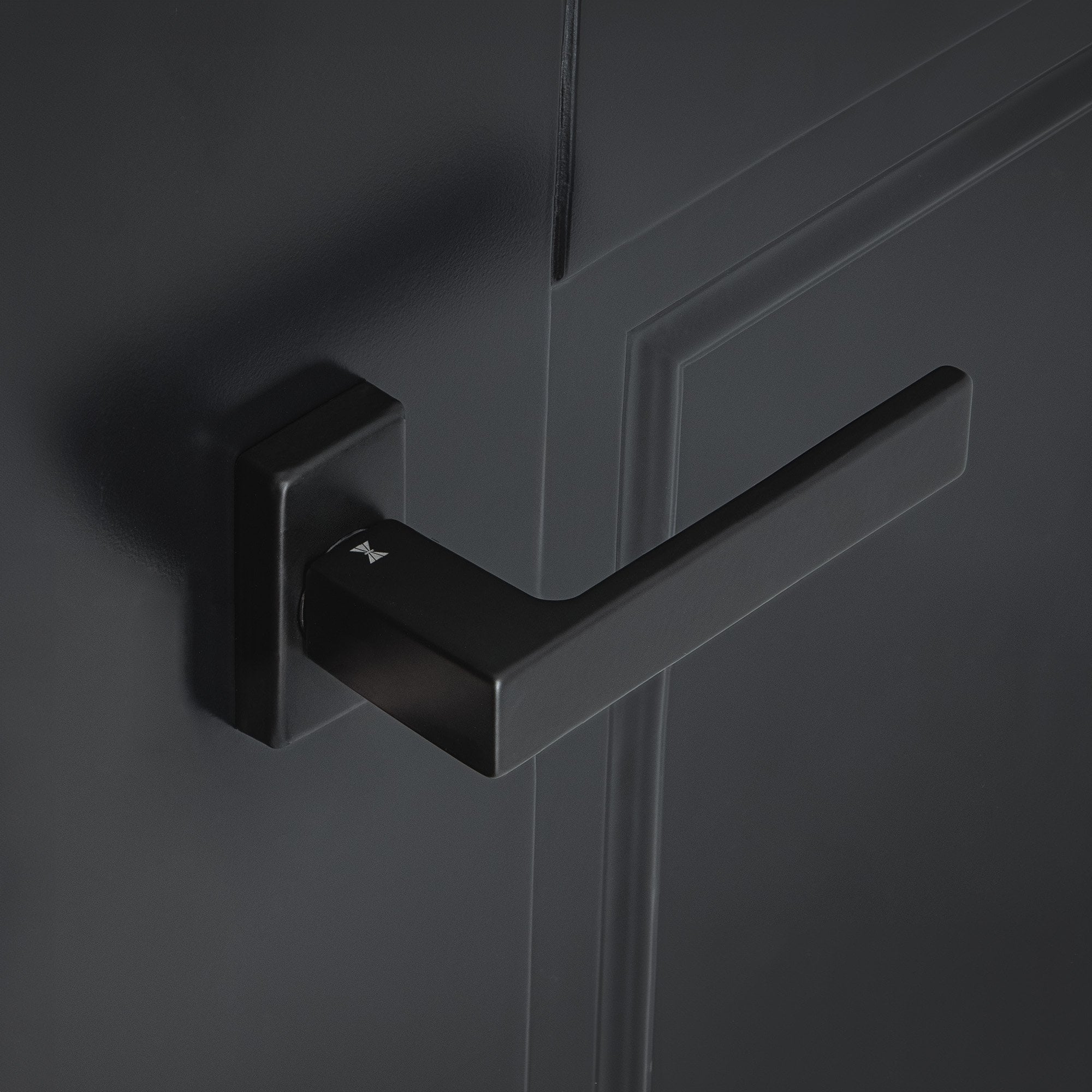 Studio Industrial Square Rose Lever Door Handle Set - Matt Black - Image 3