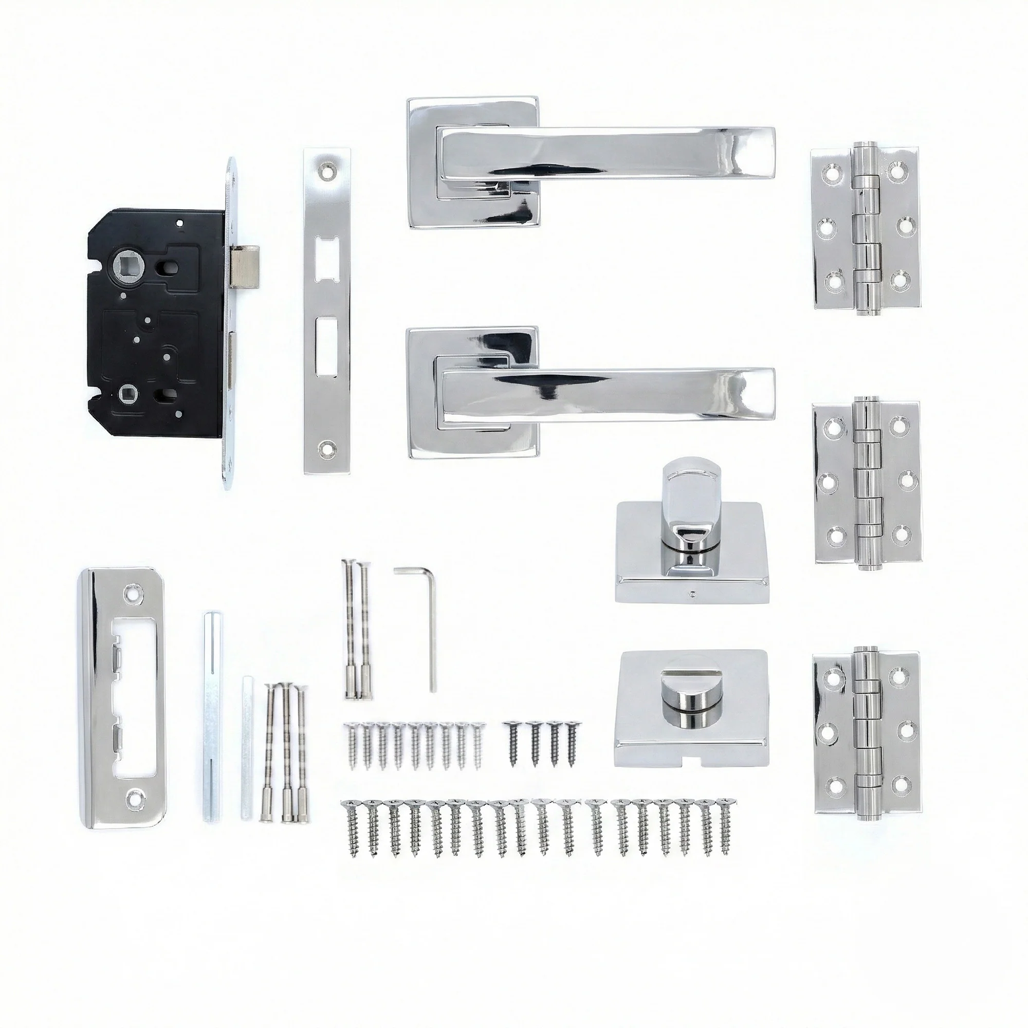 Superior Callisto Lever on Square Rose Bathroom Handle Set - Polished Stainless Steel