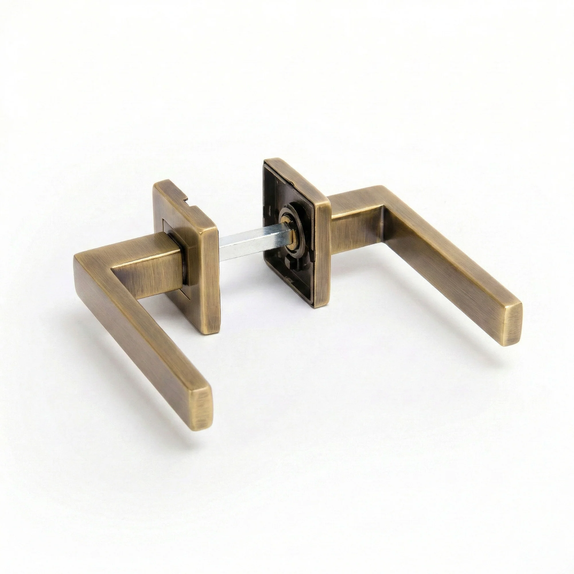 Superior Callisto Lever on Square Rose Handle Set - Antique Brass - Image 2