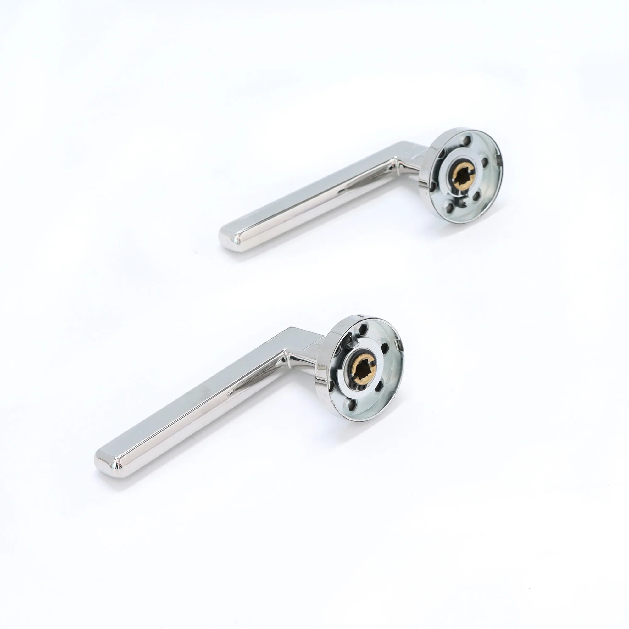 Superior Luna Lever on Round Rose Bathroom Handle Set - Polished Stainless Steel - Image 4