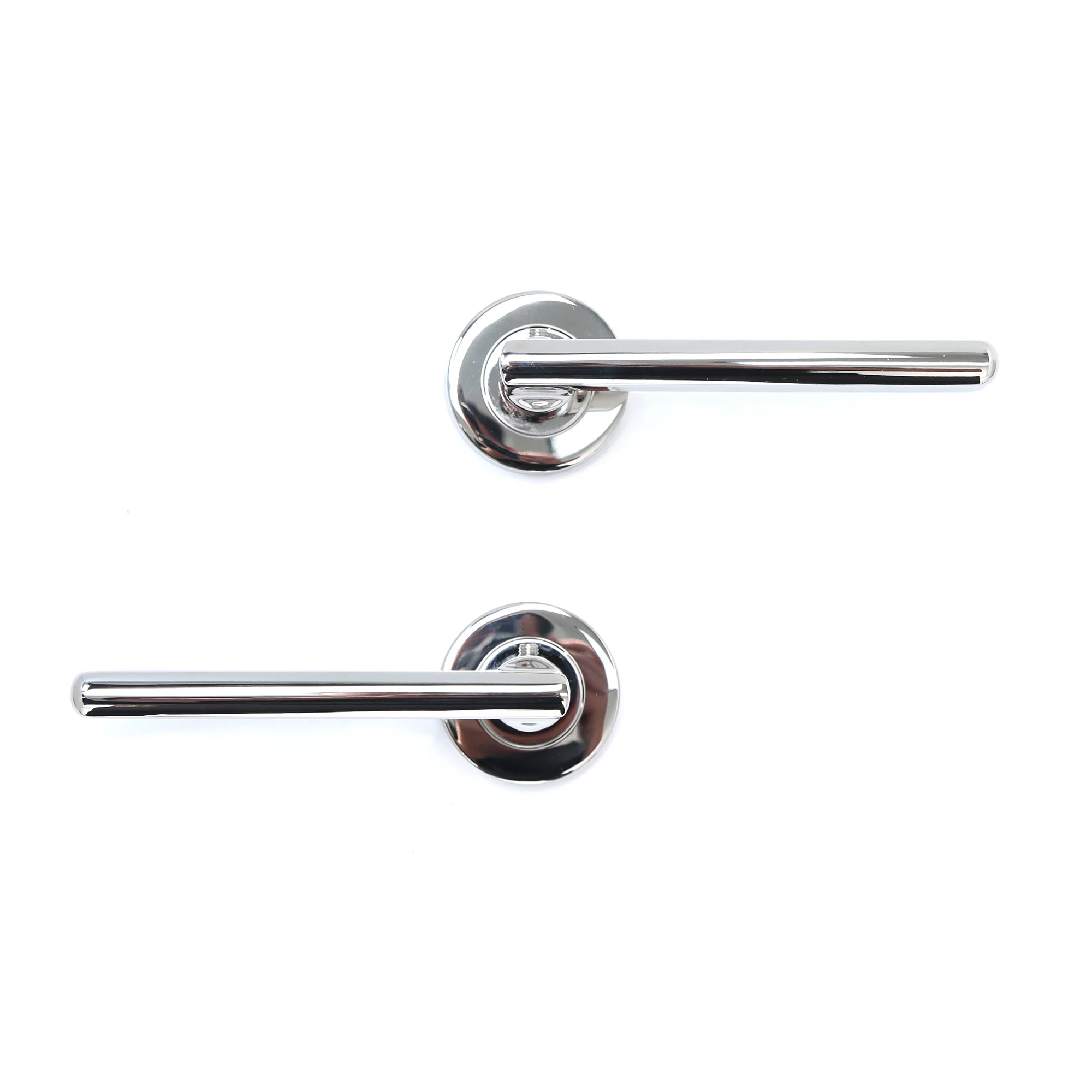 Superior Luna Lever on Round Rose Bathroom Handle Set - Polished Stainless Steel - Image 6