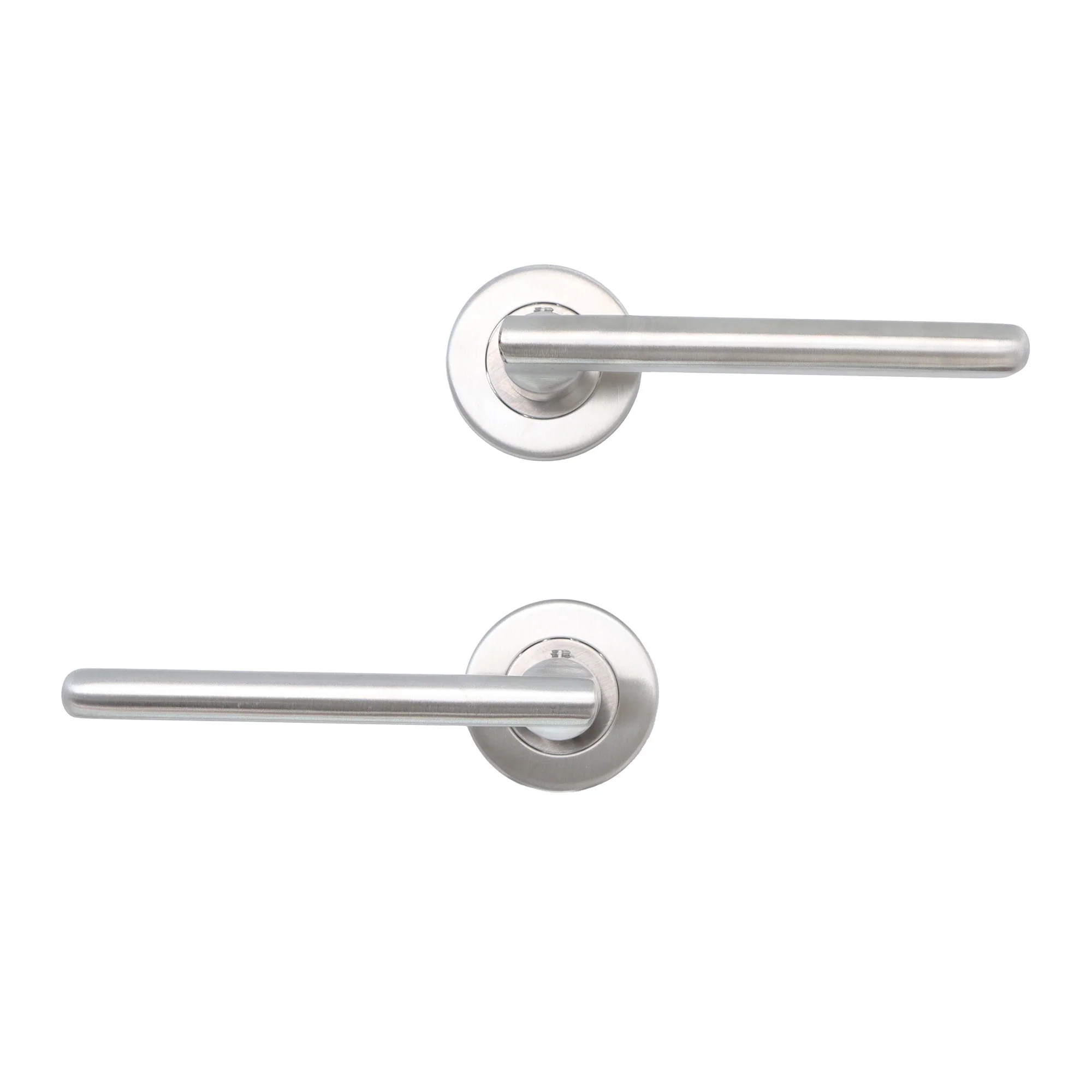 Superior Luna Lever on Round Rose Bathroom Handle Set - Satin Stainless Steel - Image 3