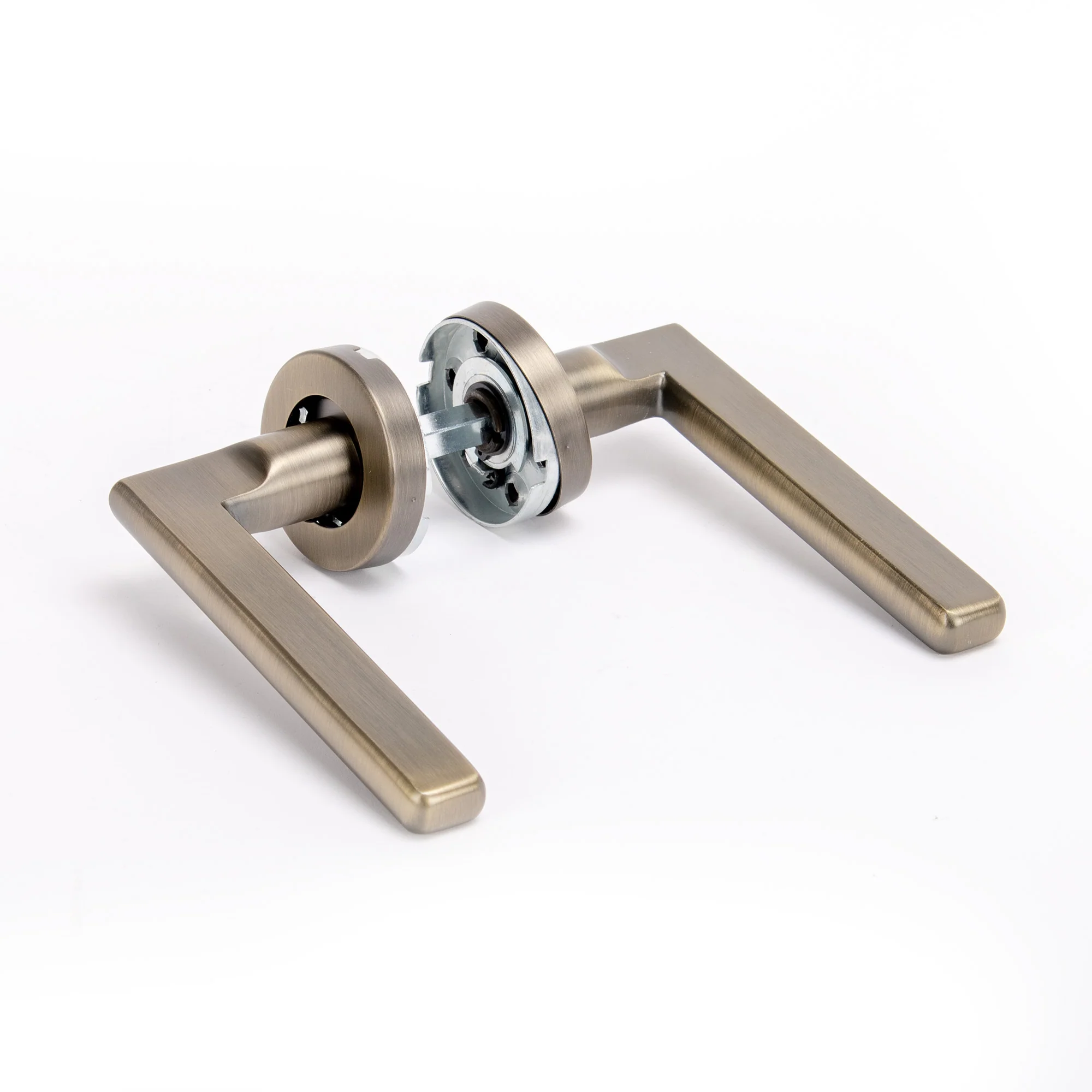 Superior Luna Lever on Round Rose Handle Set - Antique Brass